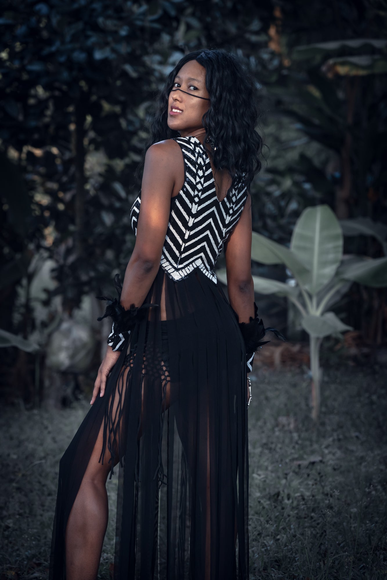 Yin Yang Tribal Sequin Fringe Top