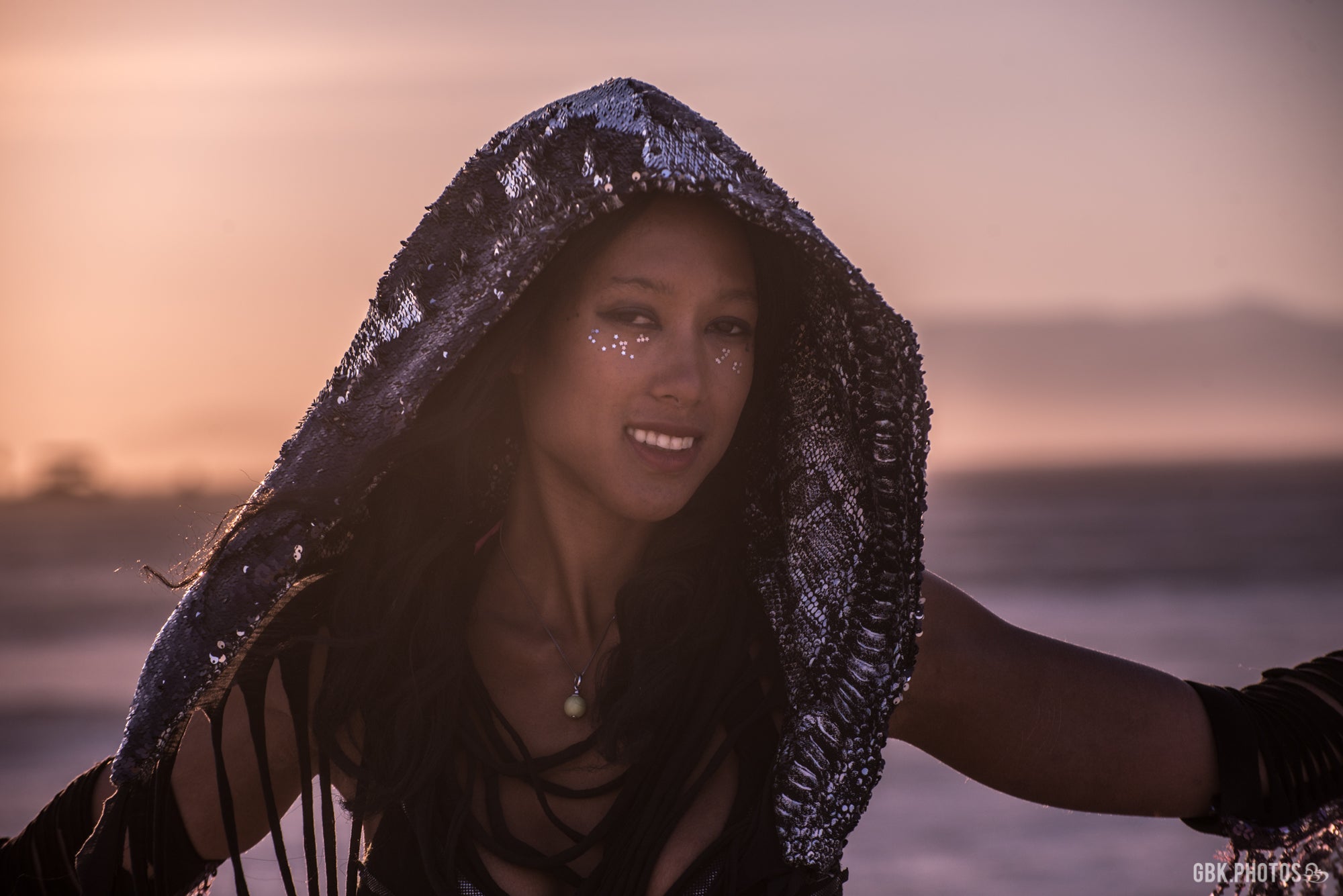 Custom Color Changing Sequin Fringe Hood