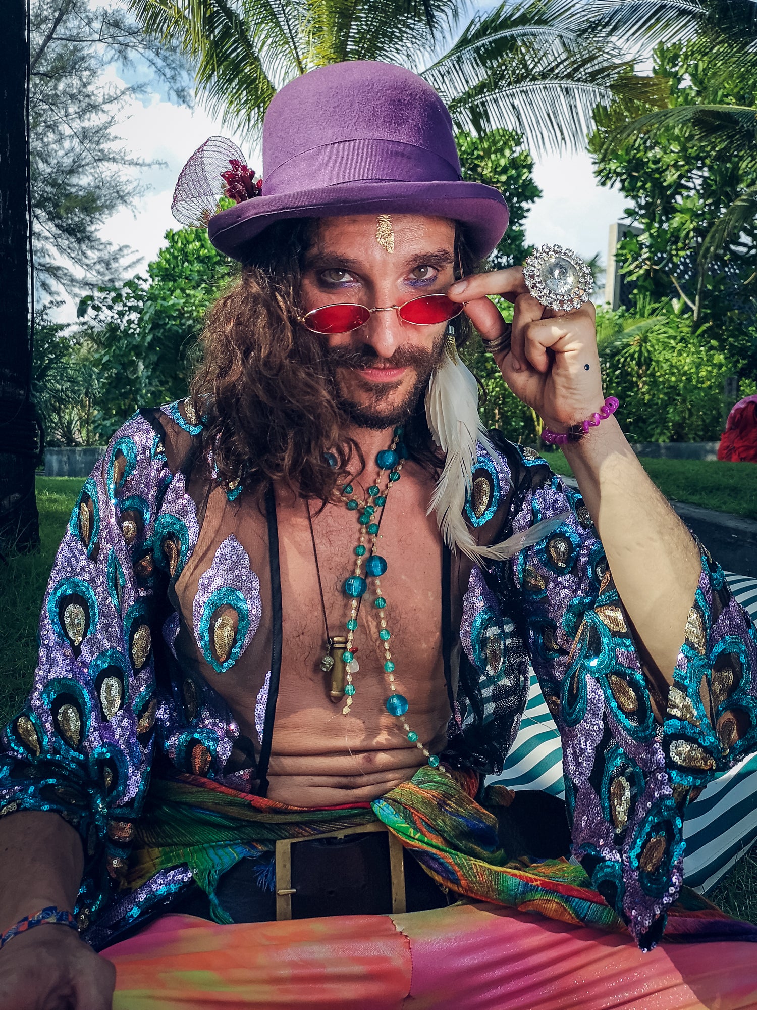Peacock Sequin Kimono