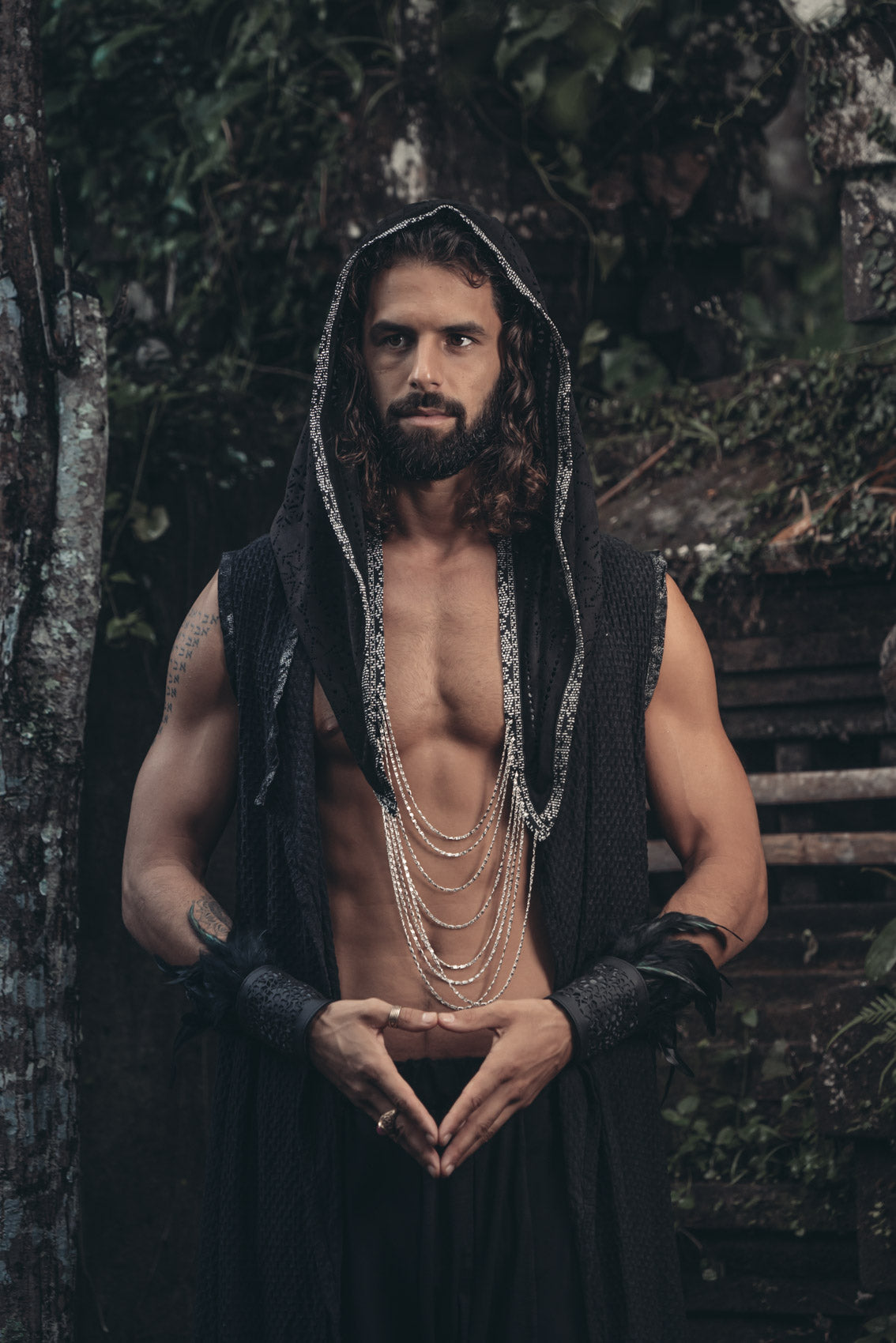 Cosmic Druid Laser Cut Chain Hood