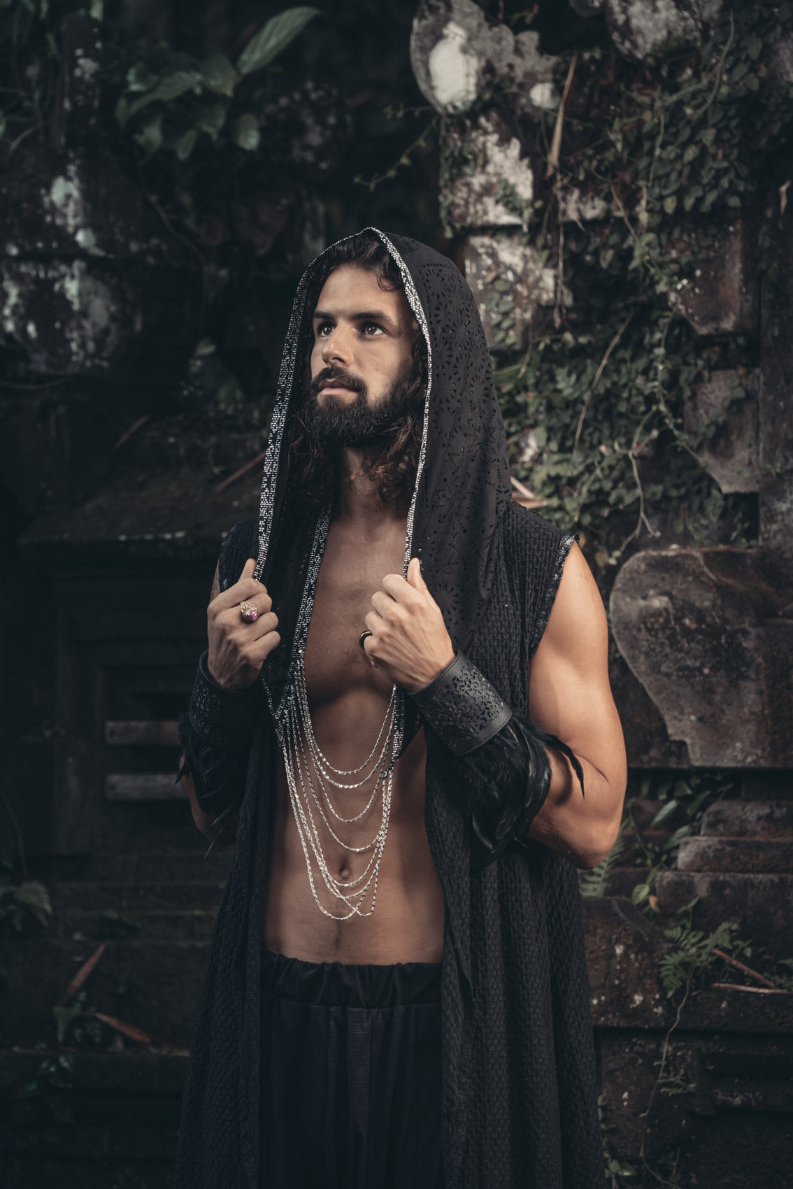 Cosmic Druid Laser Cut Chain Hood