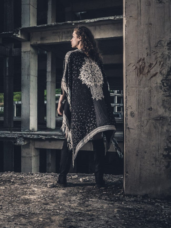 Cosmic Mandala Fringe Poncho