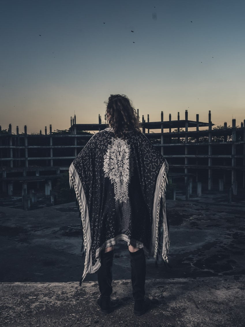 Cosmic Mandala Fringe Poncho