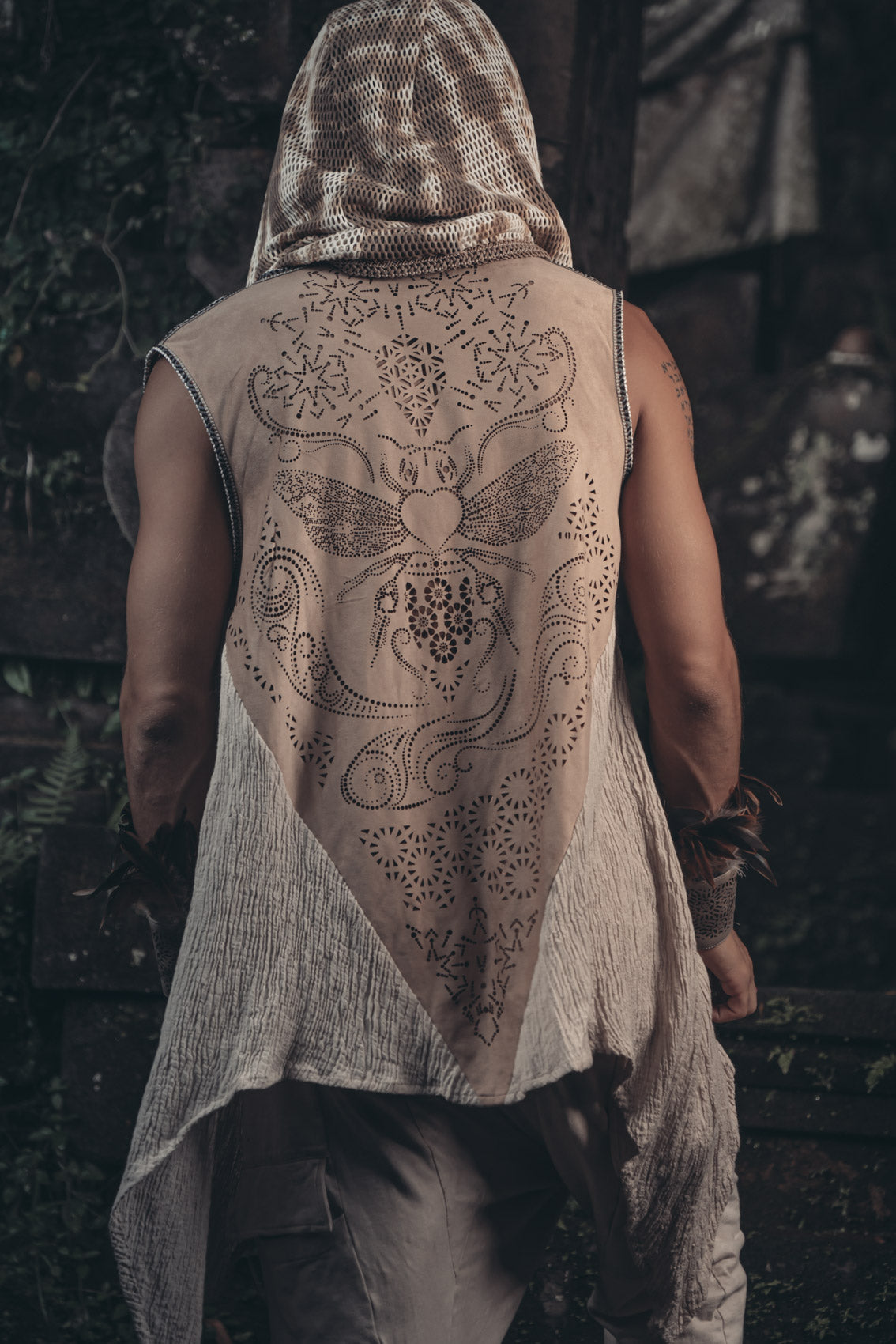 Bee Cosmic Laser Cut Vest (Beige)