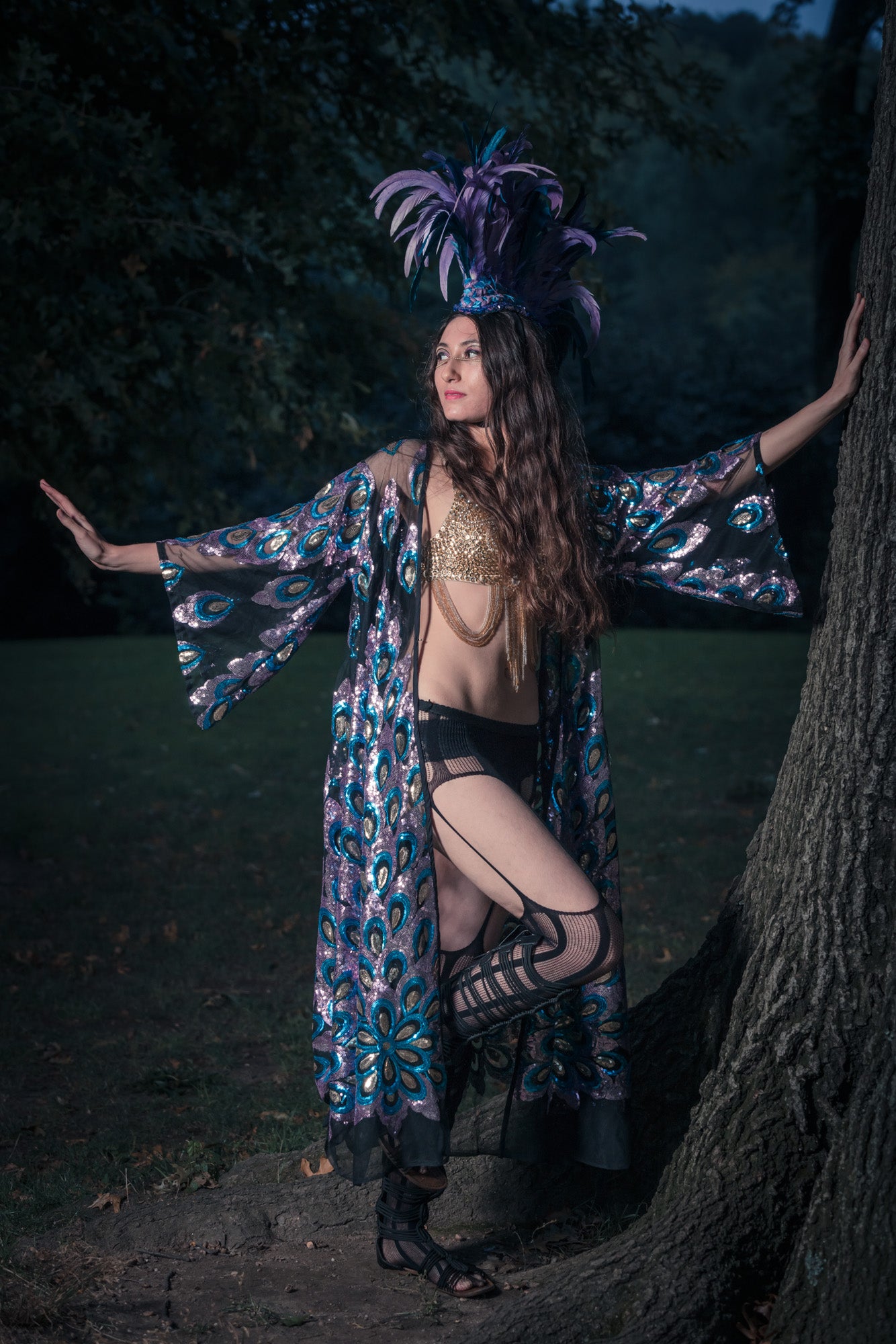 Peacock Sequin Kimono