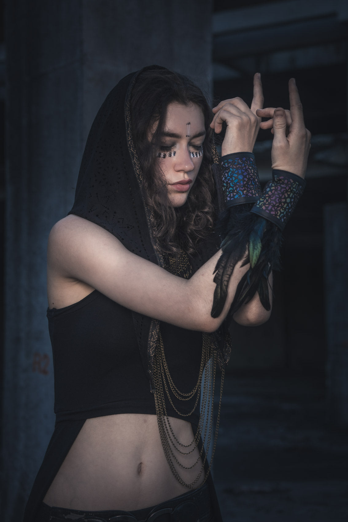 Cosmic Glass Cactus Leather Feather Cuffs