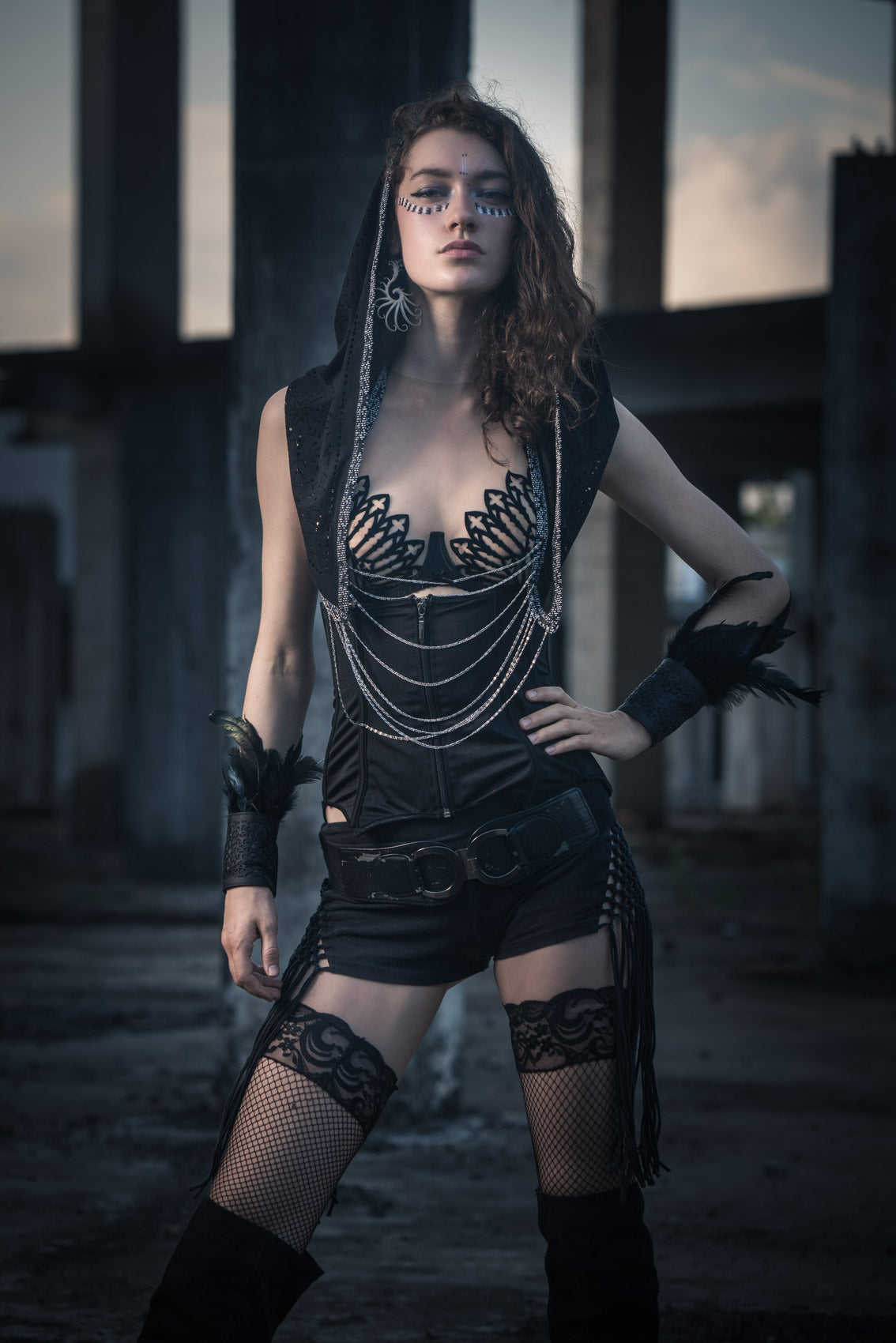Cosmic Druid Laser Cut Chain Hood
