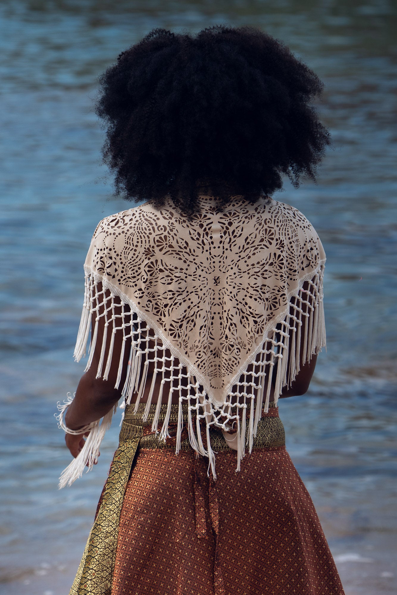 Laser Cut Mandala Fringe Shawl (3 in 1)