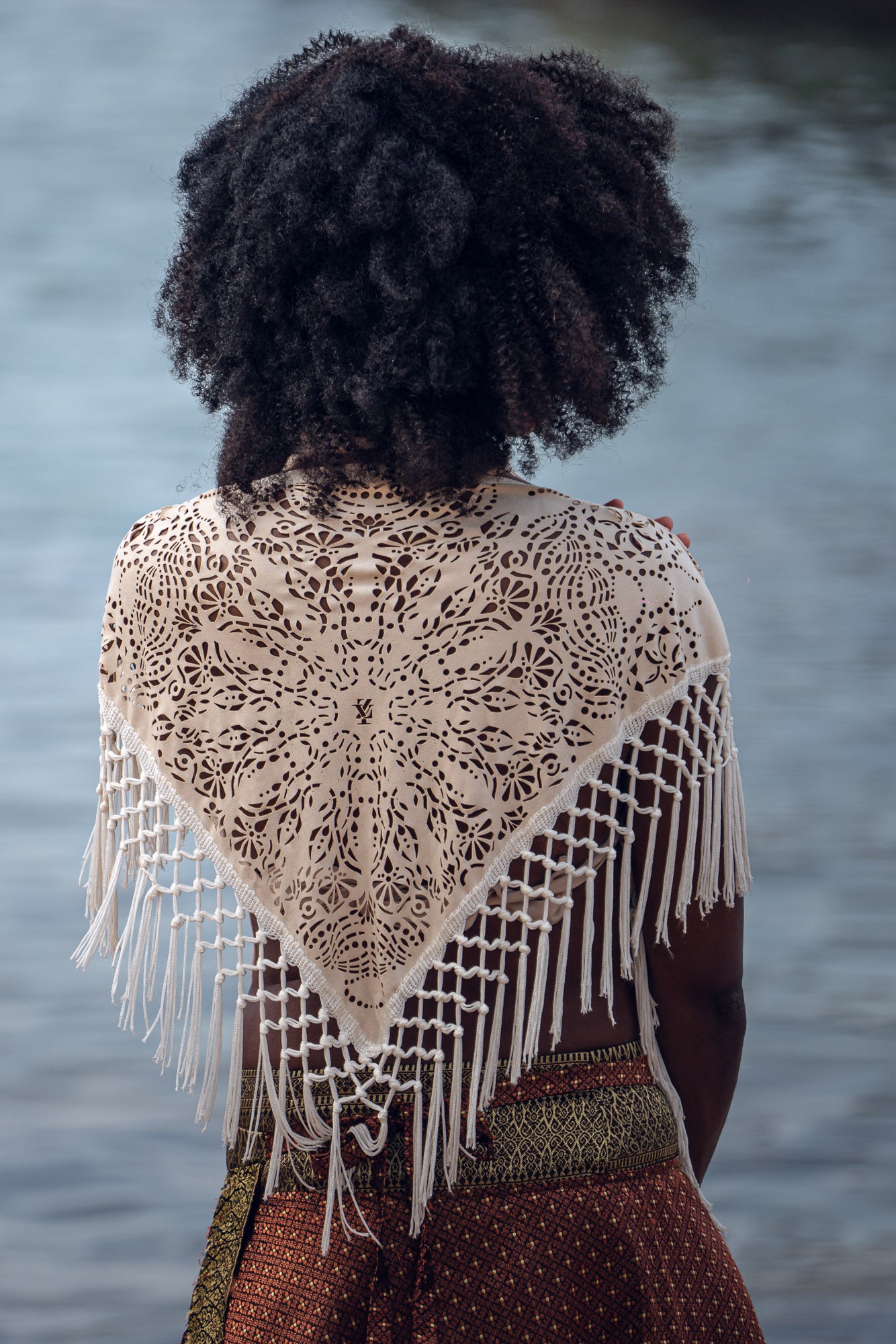 Laser Cut Mandala Fringe Shawl (3 in 1)