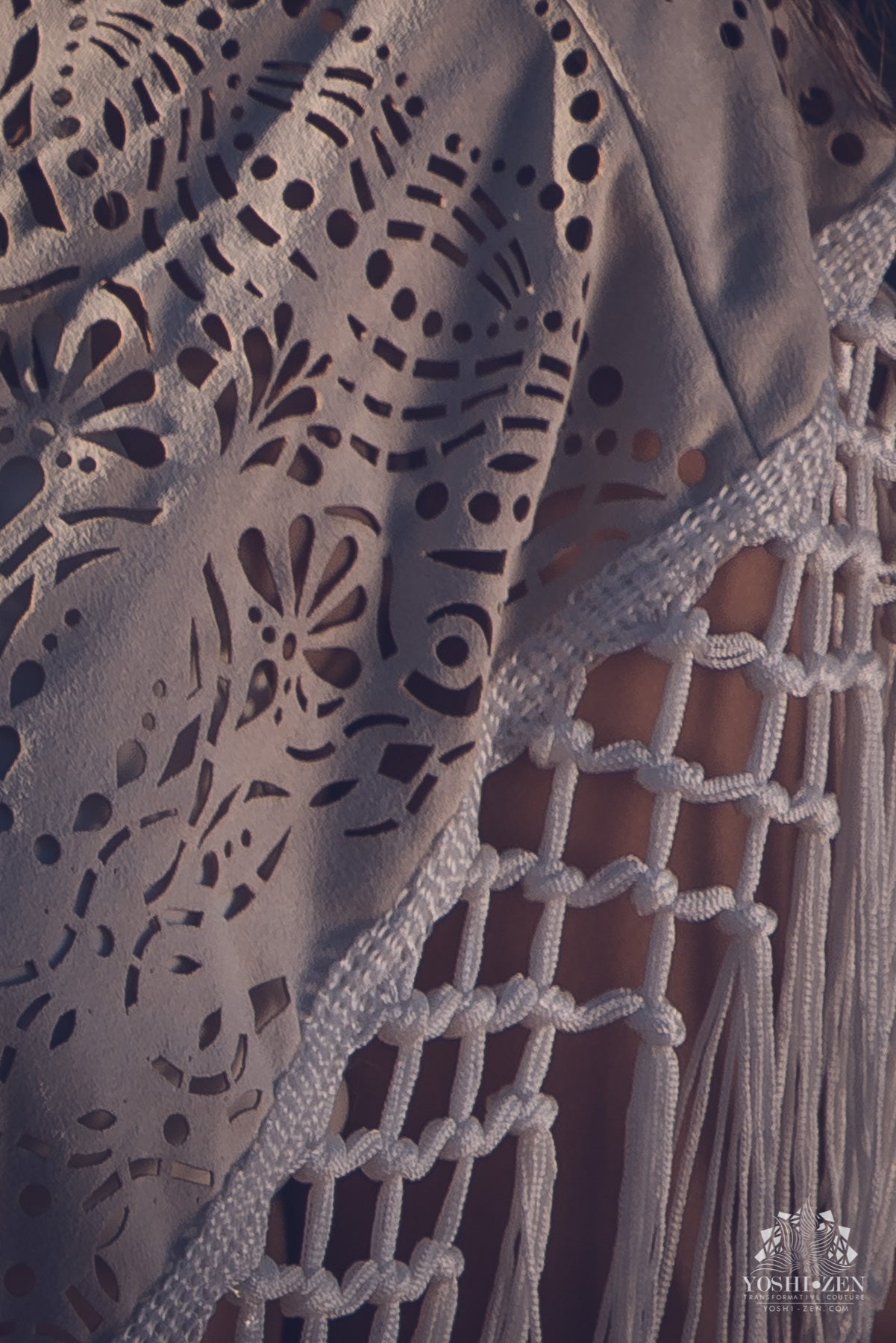 Laser Cut Mandala Fringe Shawl (3 in 1)