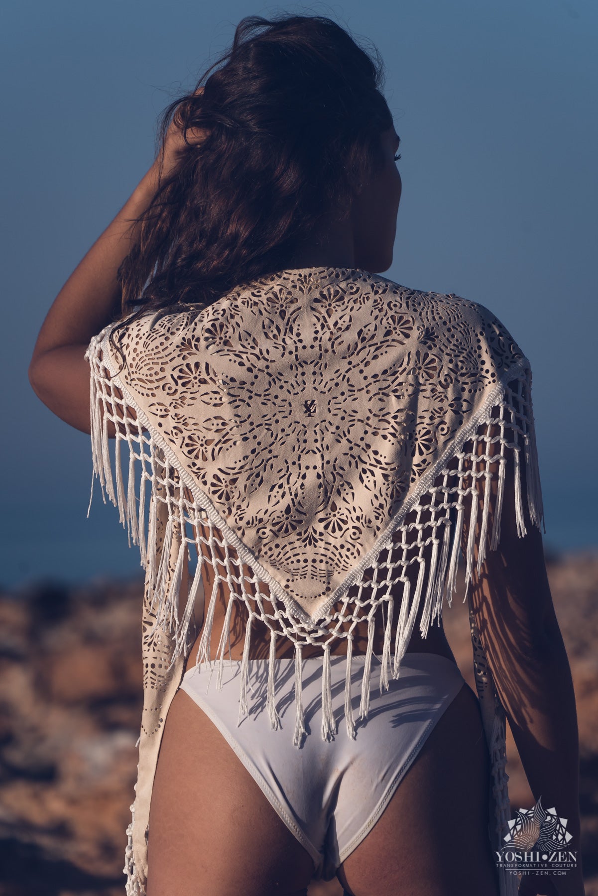 Laser Cut Mandala Fringe Shawl (3 in 1)