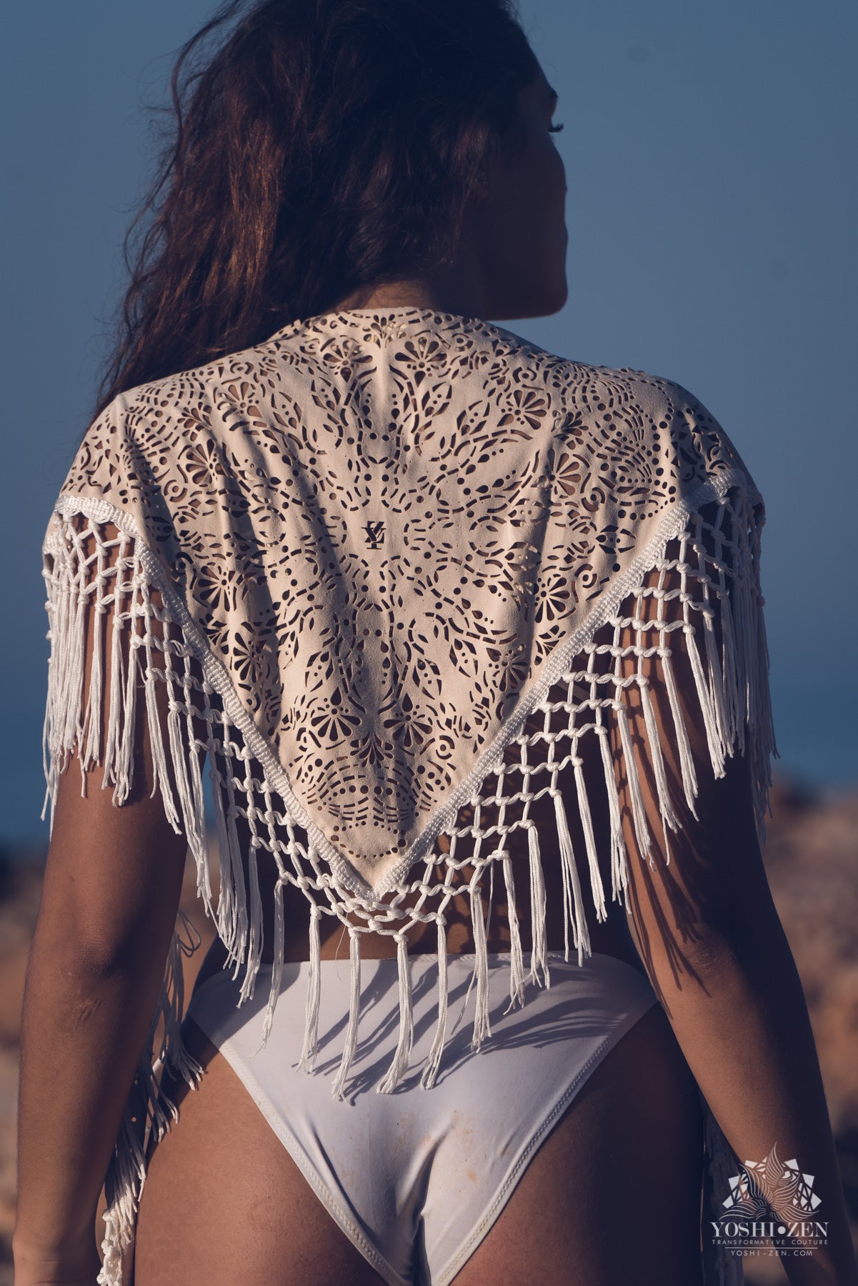 Laser Cut Mandala Fringe Shawl (3 in 1)