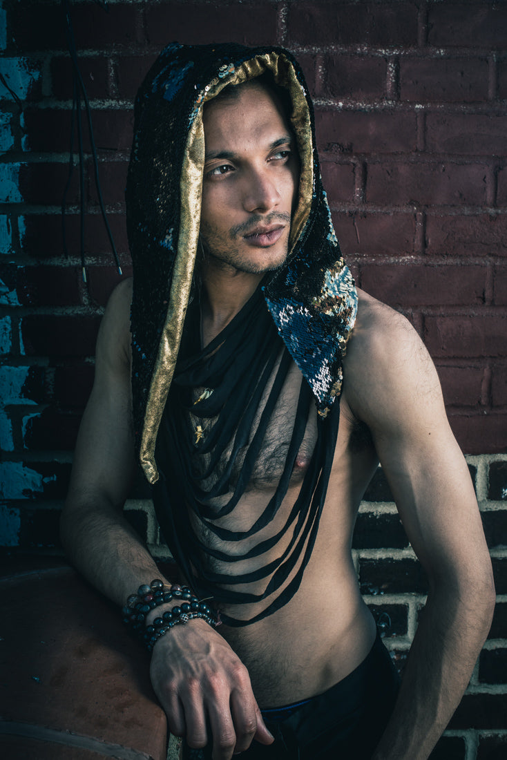 Custom Color Changing Sequin Fringe Hood