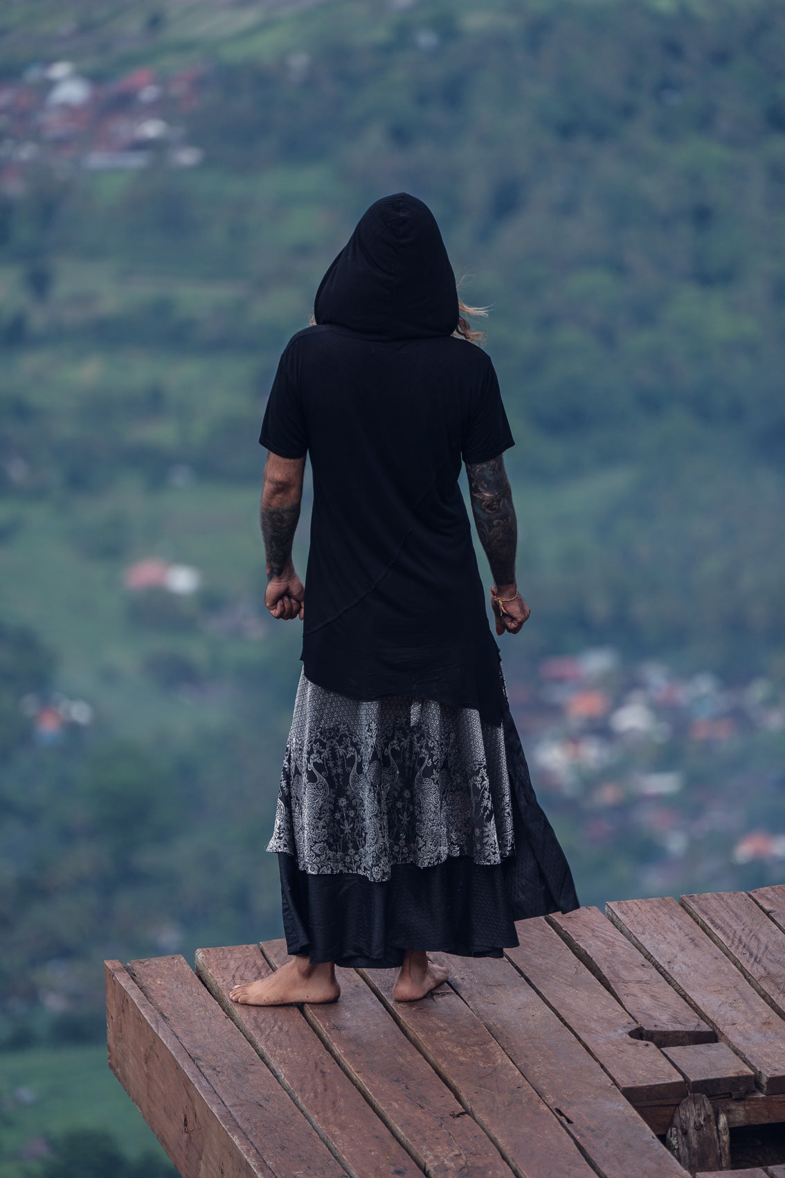 Samurai Wrap Skirt (Black/Silver)
