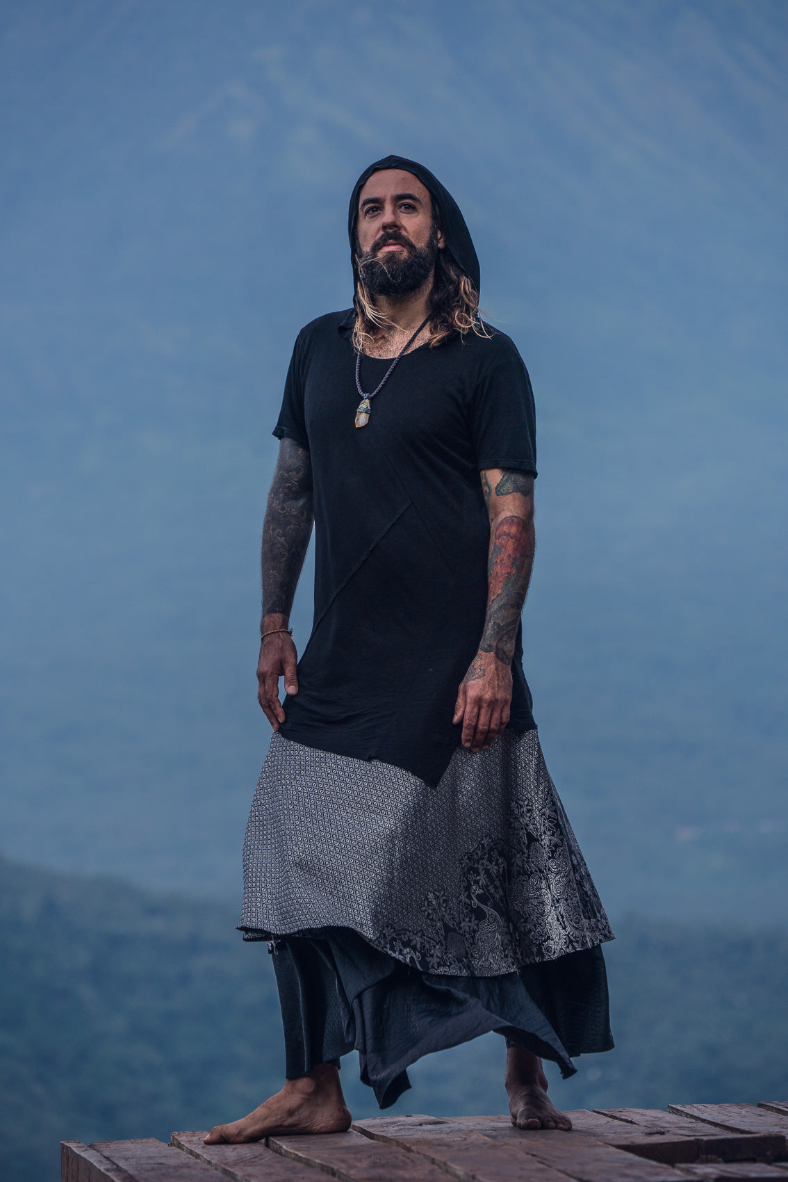 Samurai Wrap Skirt (Black/Silver)