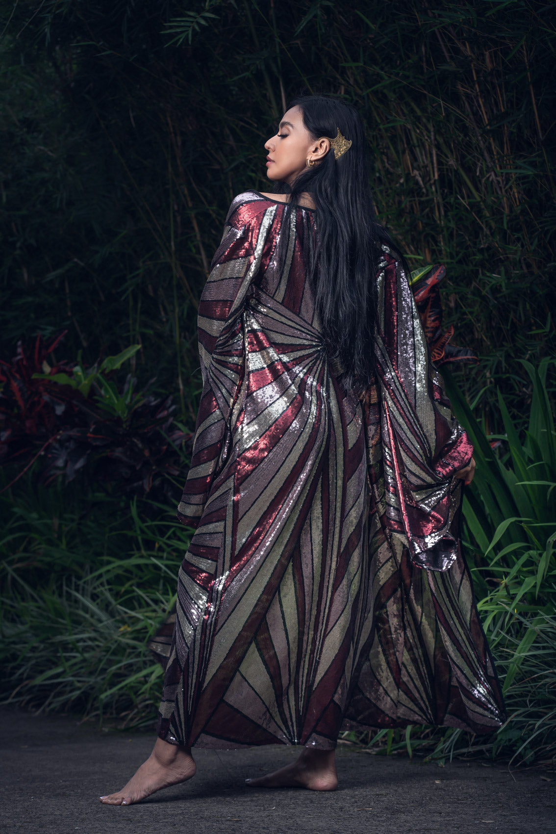 Solar Energy Sequin Kimono (Pink/Gold/Matte Red)