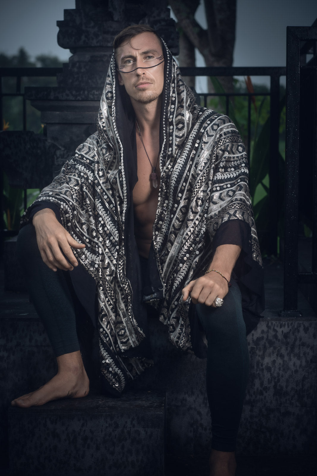 LED Tribal Shaman Cape (Black/Champagne)