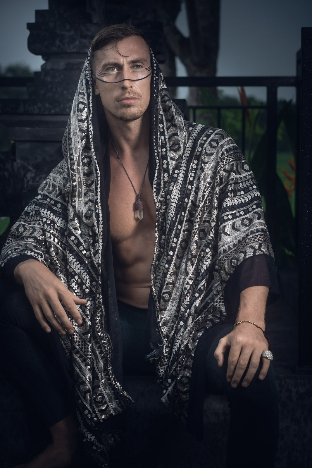 LED Tribal Shaman Cape (Black/Champagne)
