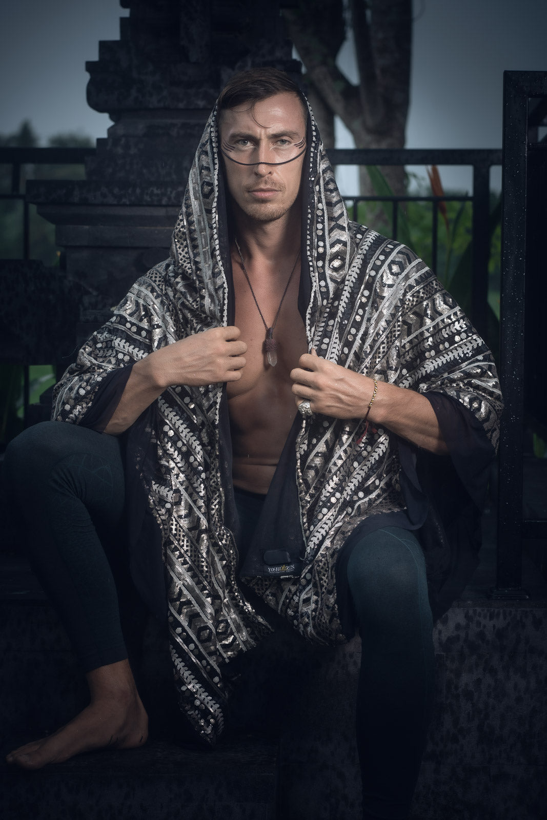 LED Tribal Shaman Cape (Black/Champagne)