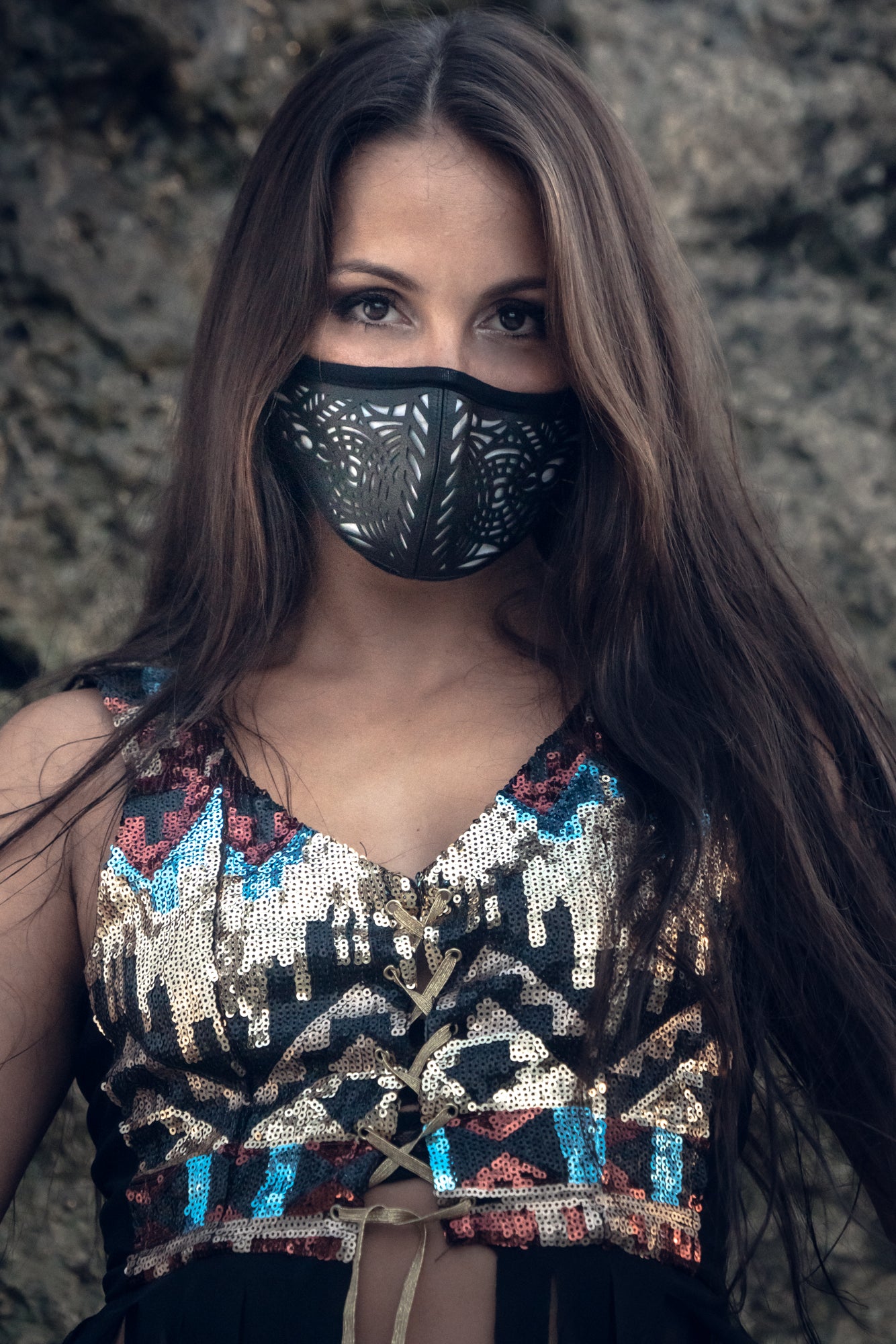 Tribal Warrior Cactus Leather Mask