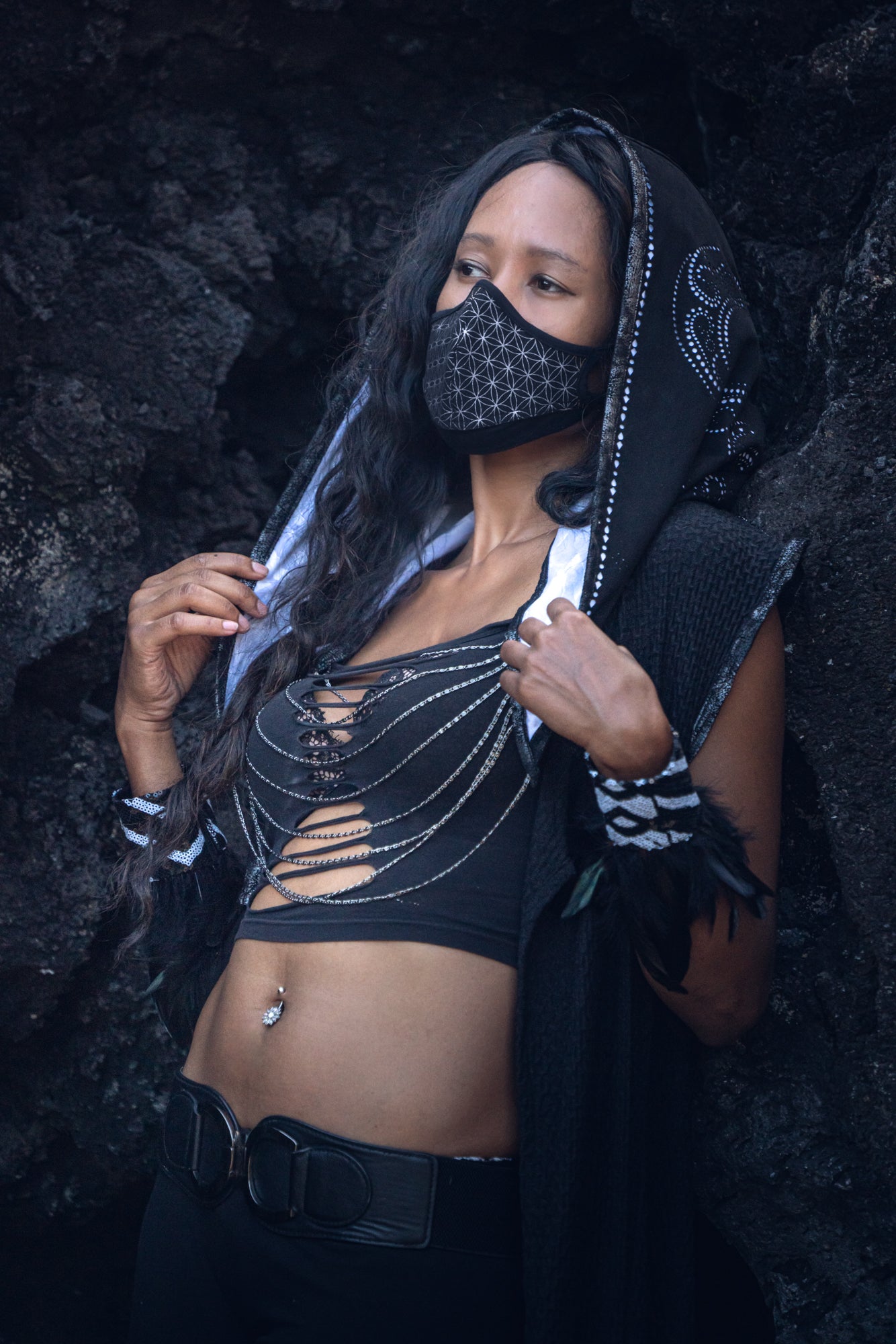 Yin Yang Chain Hood- Laser Cut Sacred Geometry
