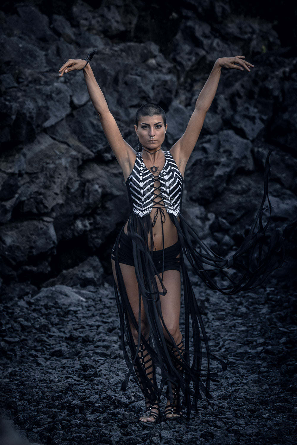 Yin Yang Tribal Sequin Fringe Top