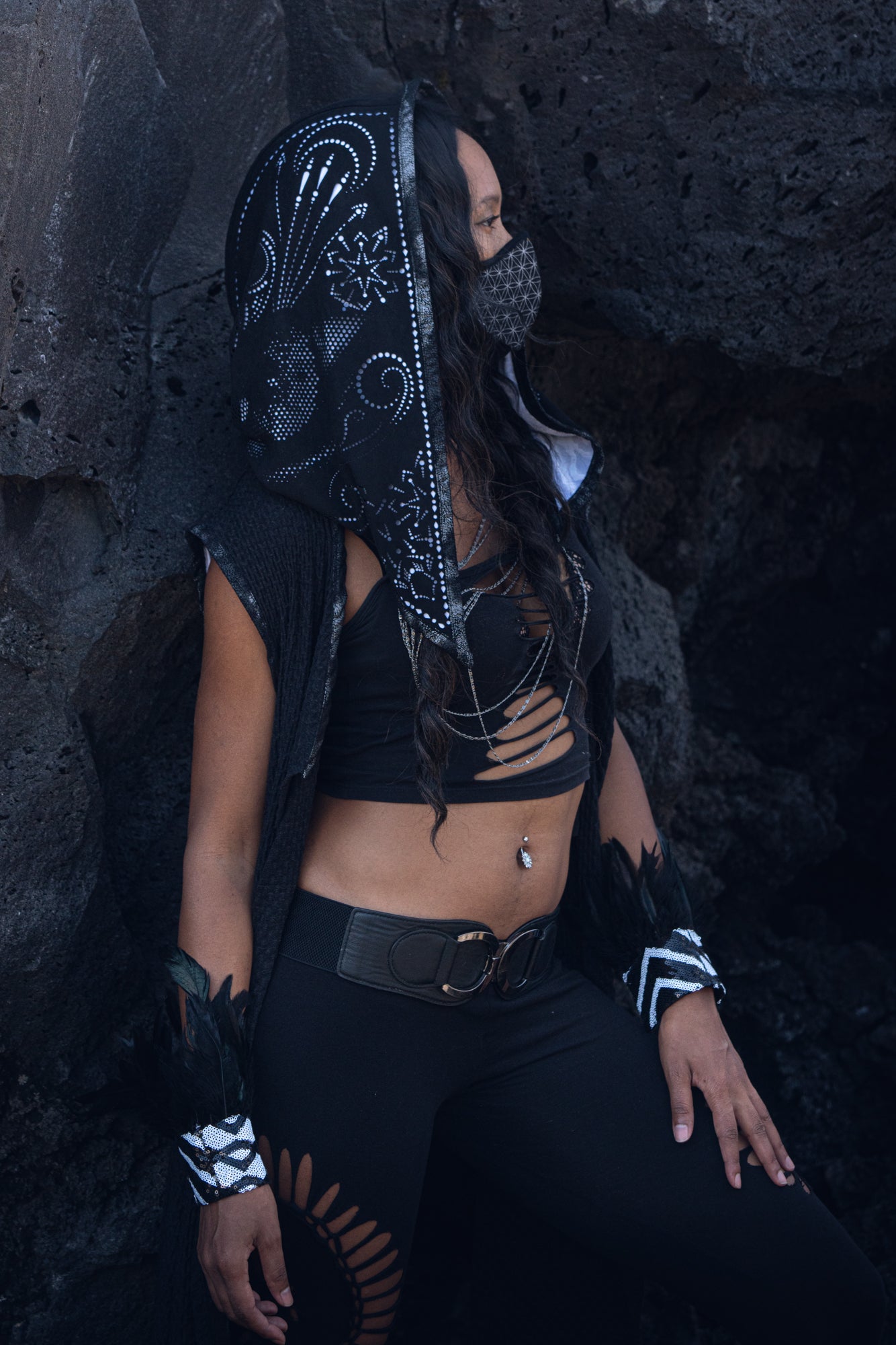 Yin Yang Chain Hood- Laser Cut Sacred Geometry