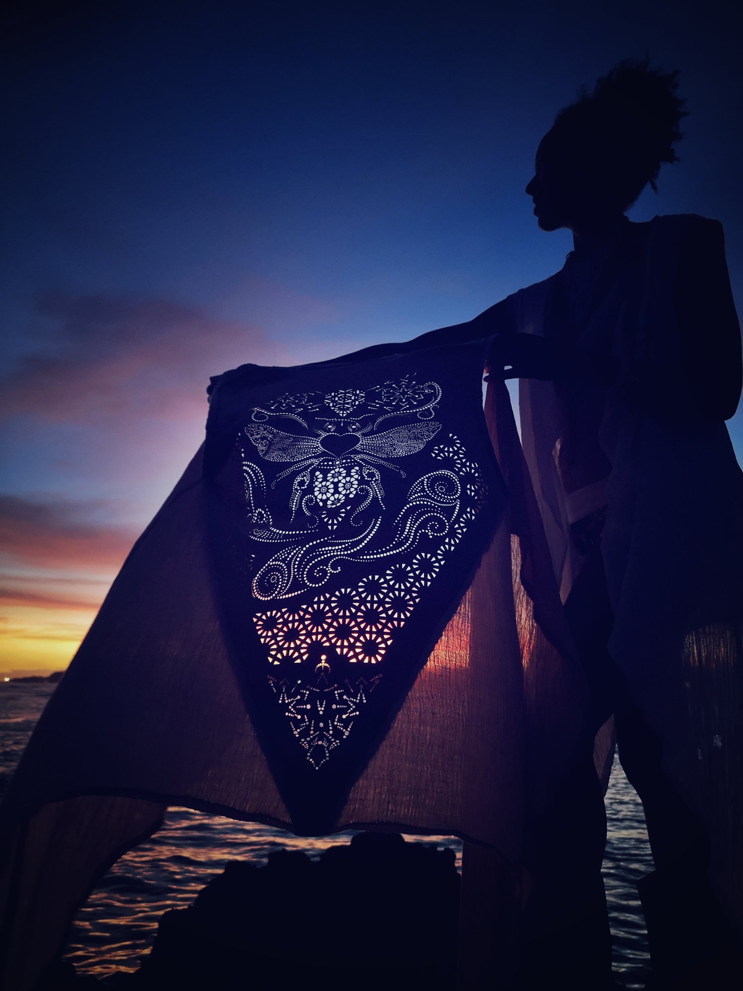 Bee Cosmic Laser Cut Vest (Beige)