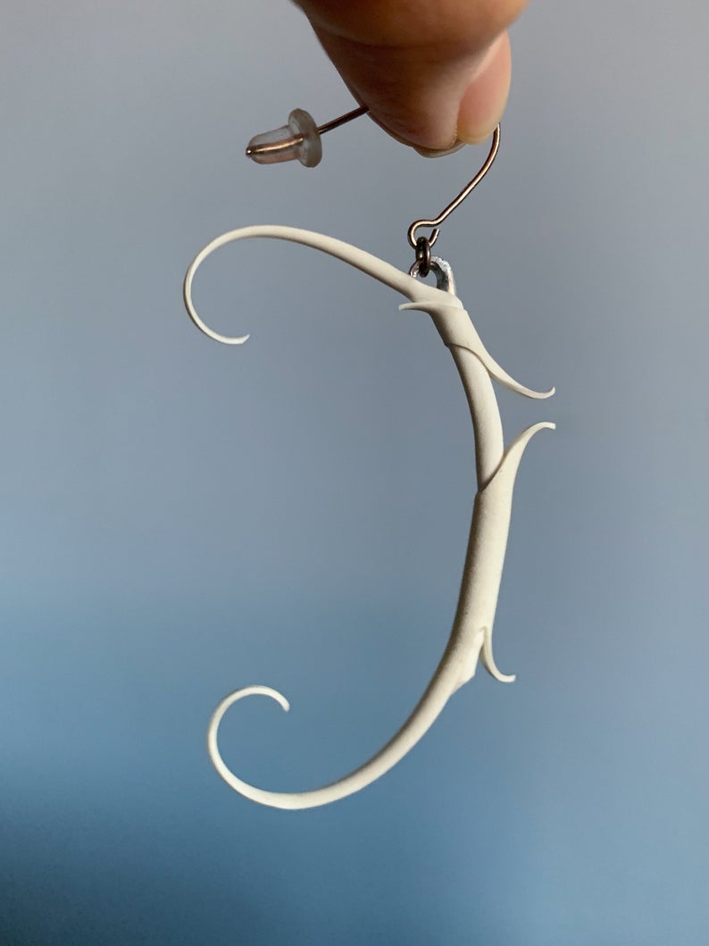 Antler Earrings (White) - Zoa Chimerum