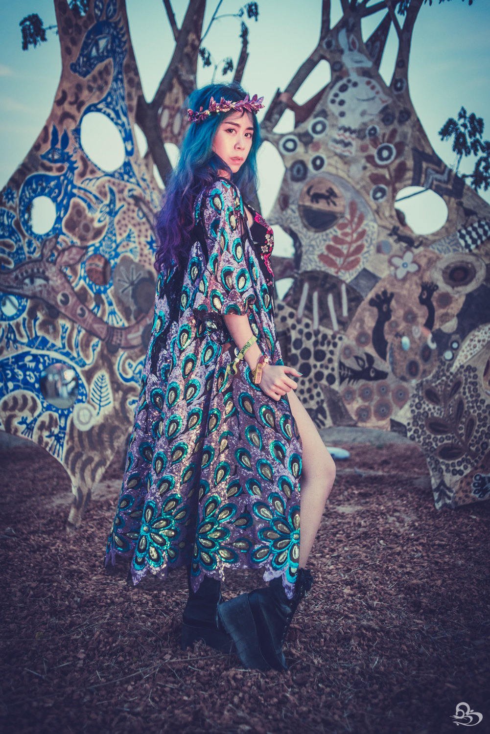 Peacock Sequin Kimono