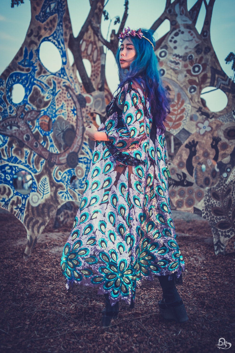 Peacock Sequin Kimono