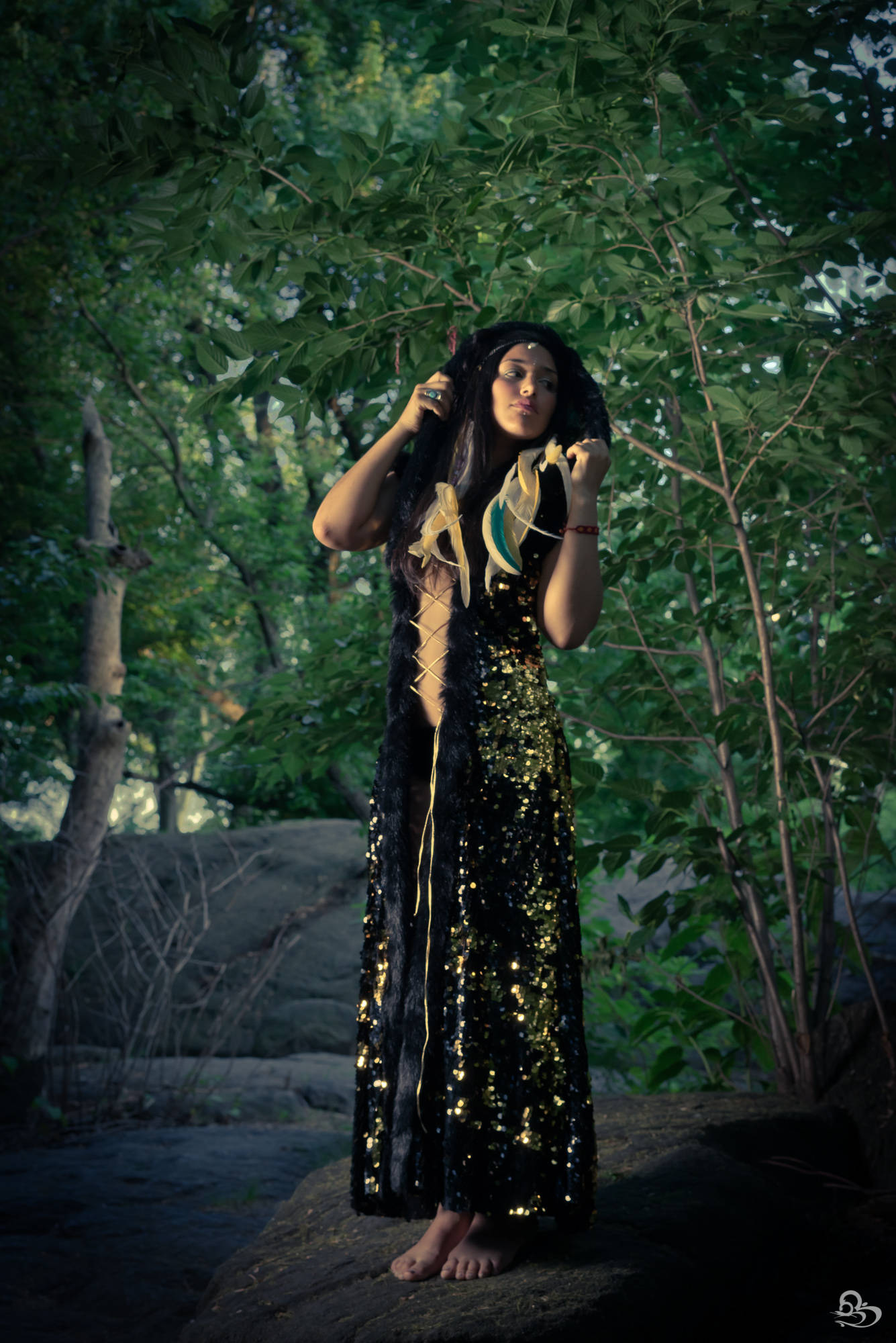 Sequin Goddess Robe with Faux Fur  (Multiple Colors)