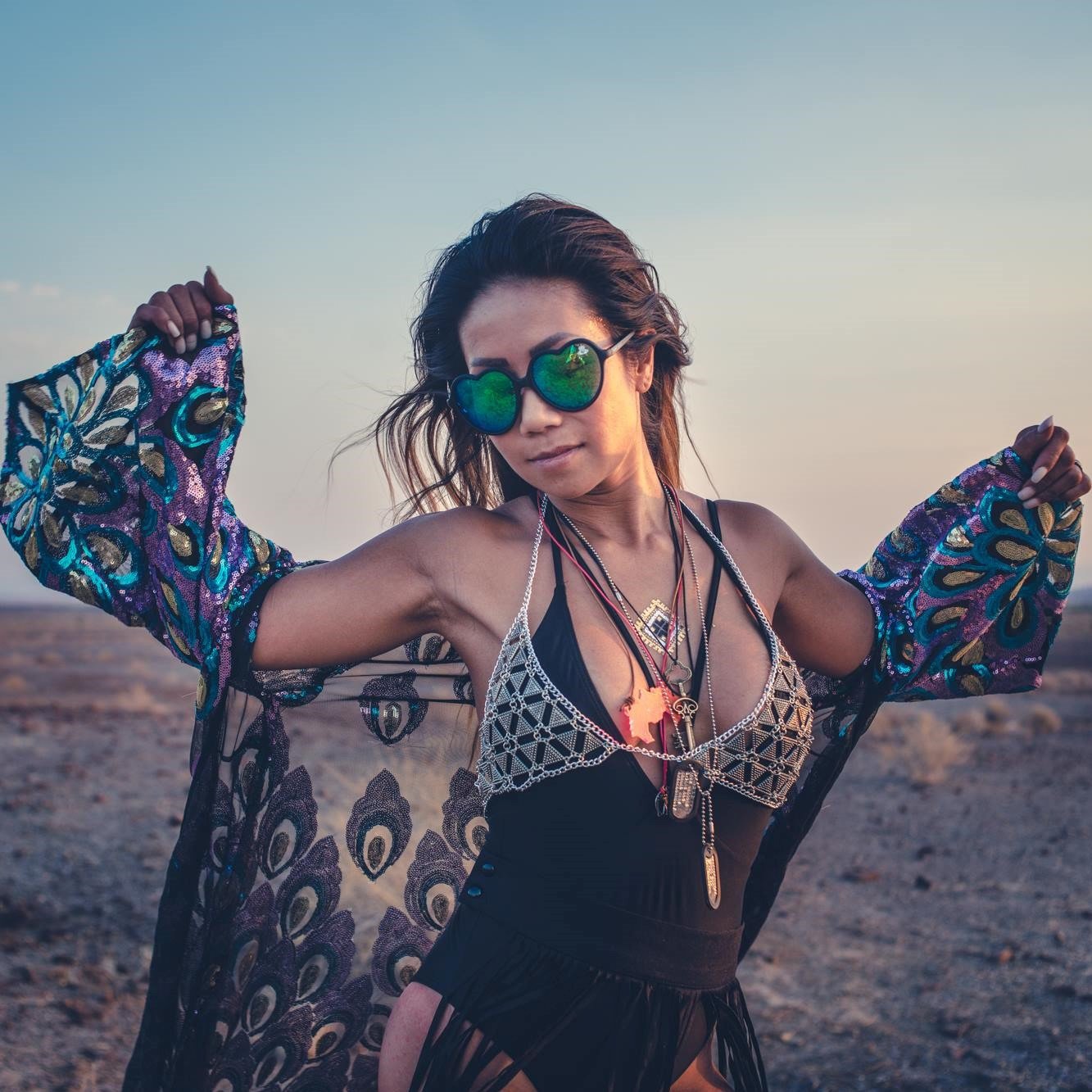 Peacock Sequin Kimono