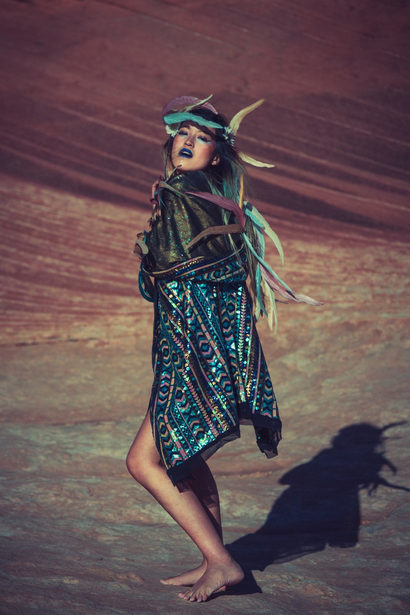 LED Tribal Shaman Cape (Turquesa)