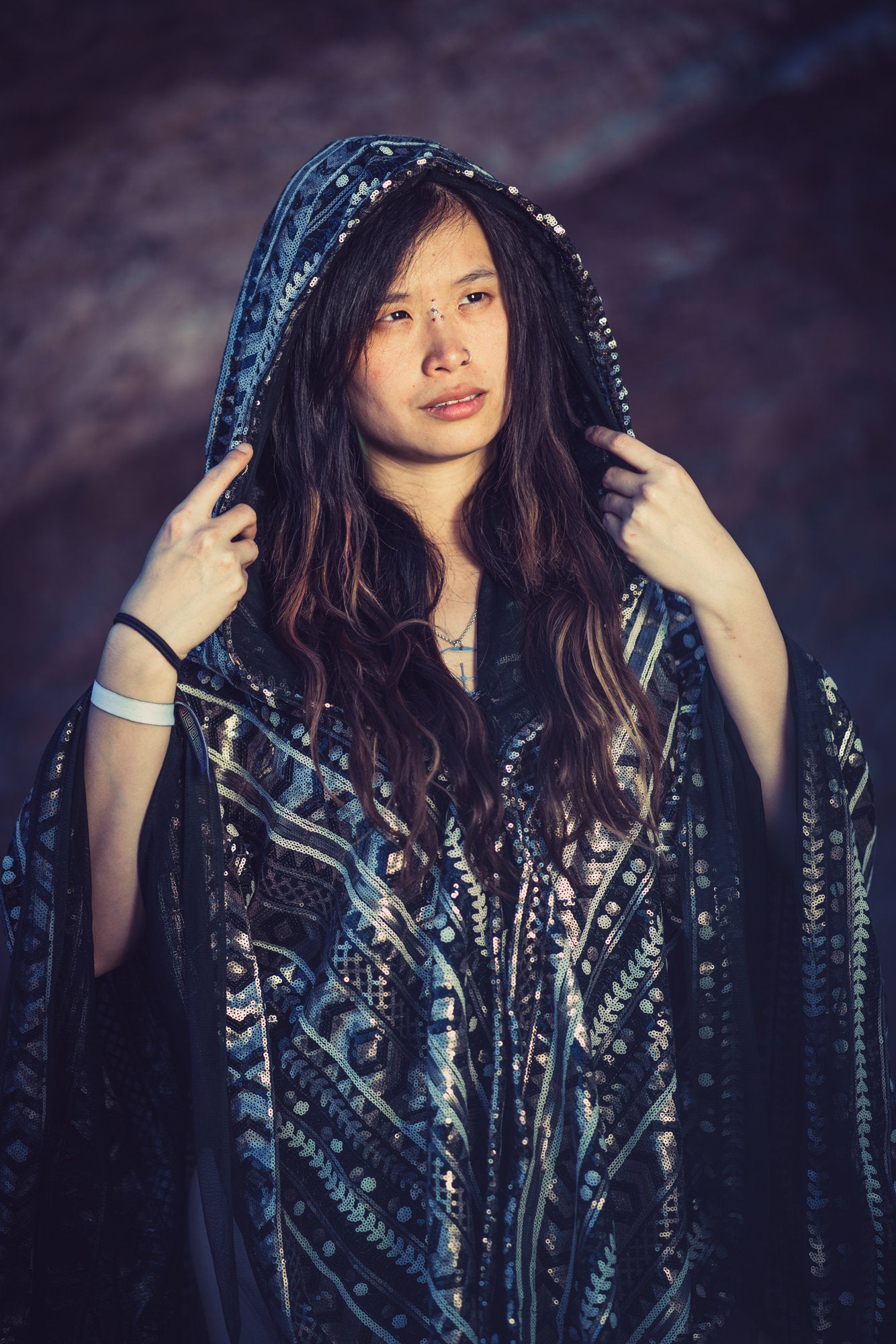 LED Tribal Shaman Cape (Black/Champagne)