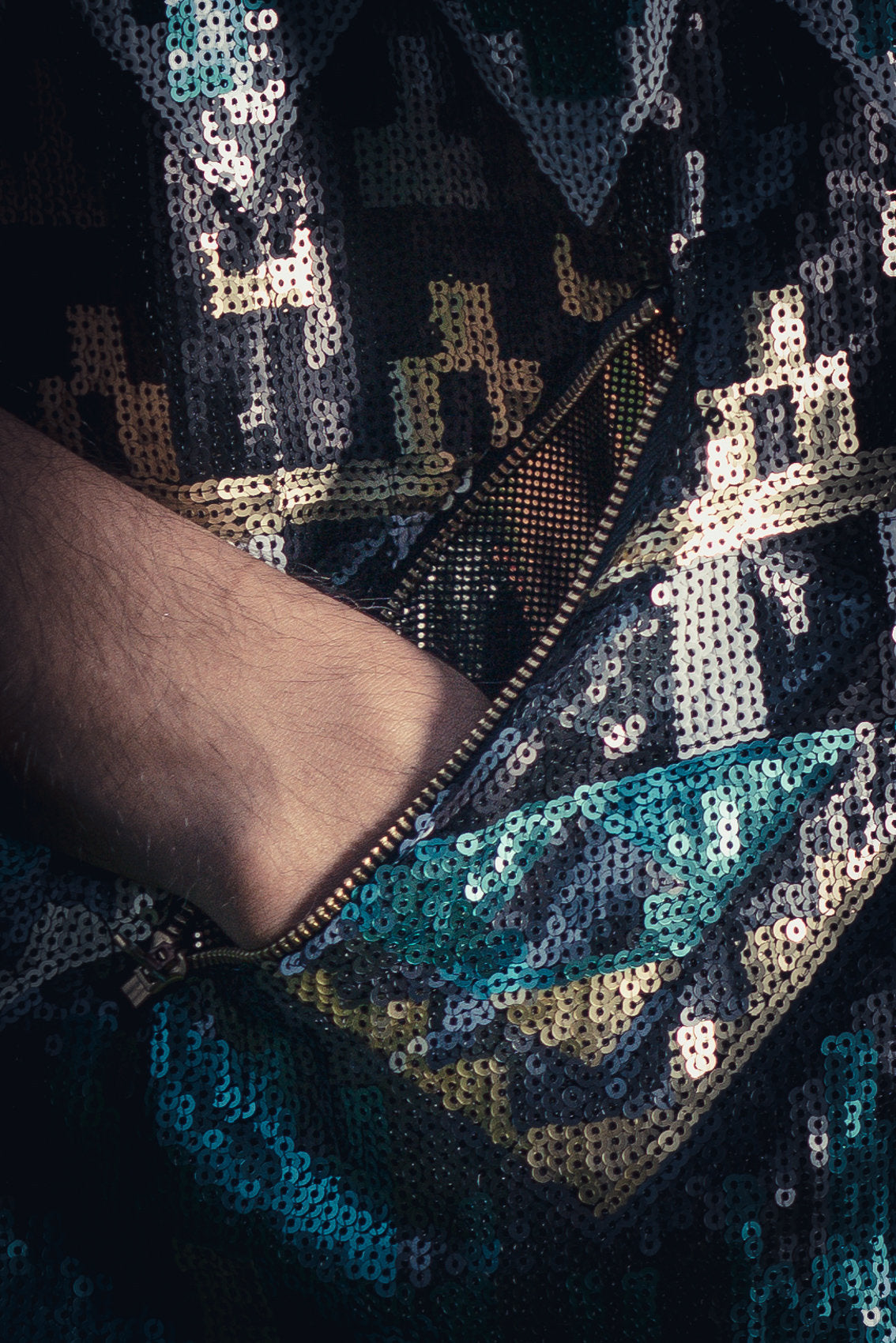 Tribal Warrior Sequin Vest (Turquoise/Gold/Black)