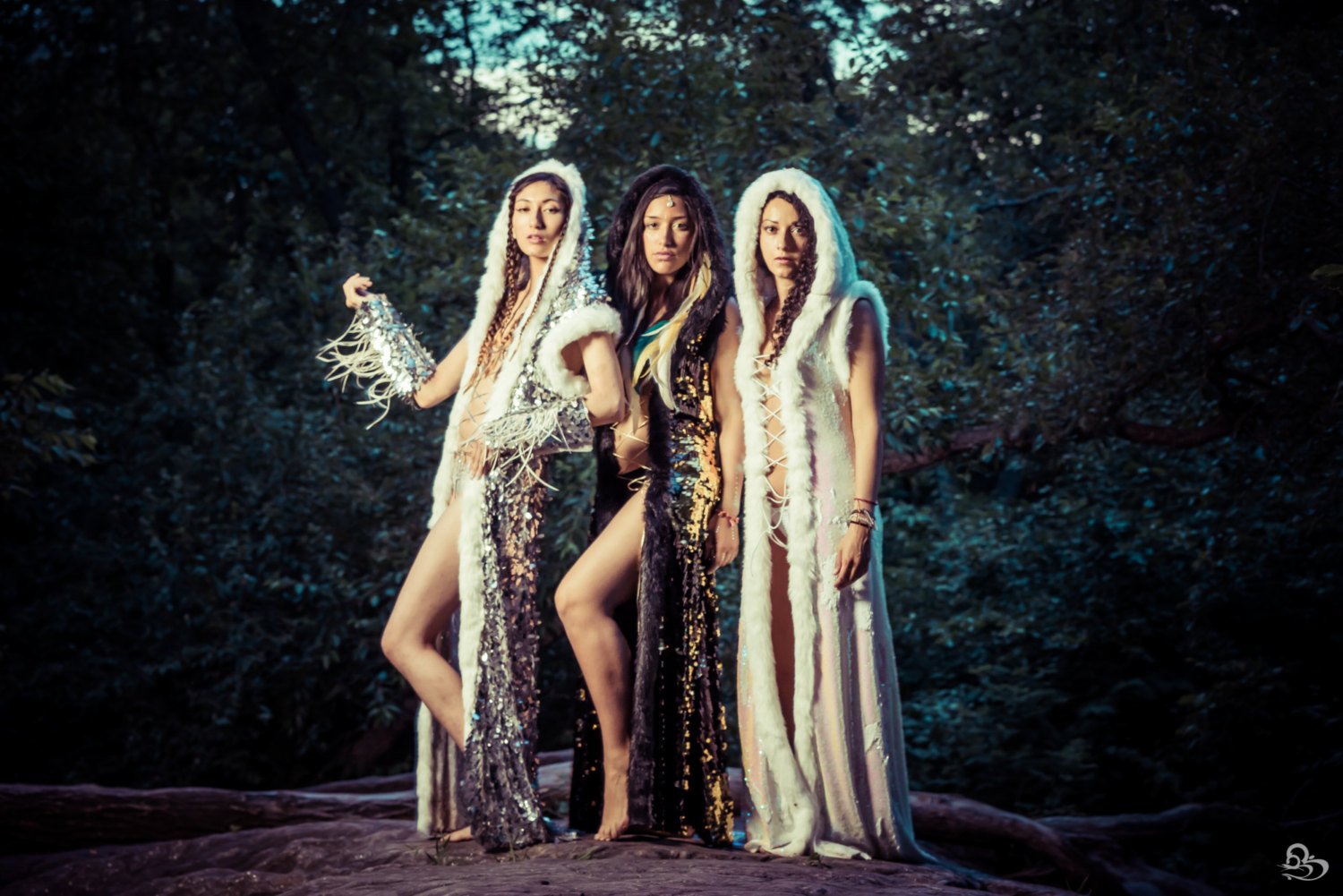 Sequin Goddess Robe with Faux Fur  (Multiple Colors)