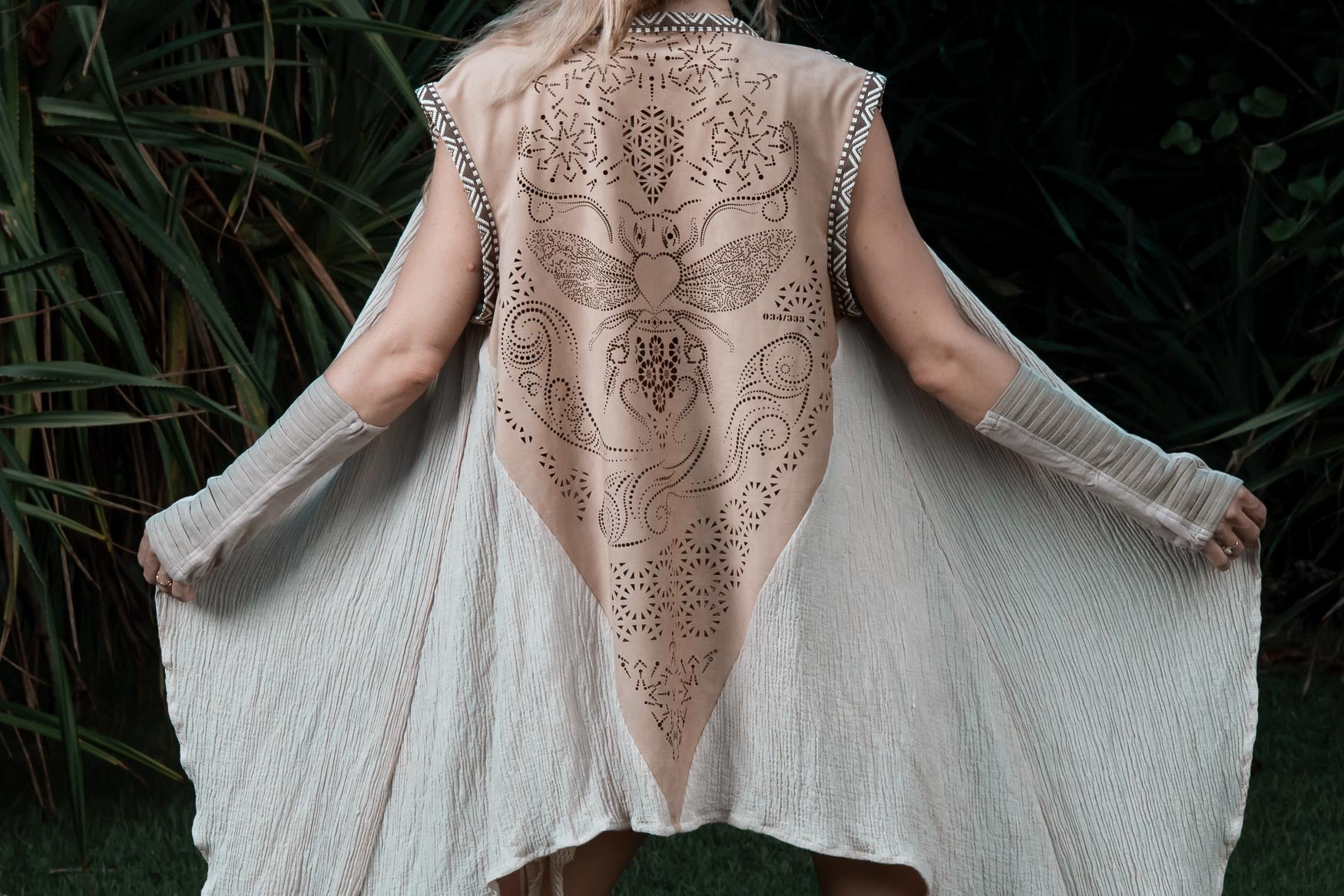 Bee Cosmic Laser Cut Vest (Beige)