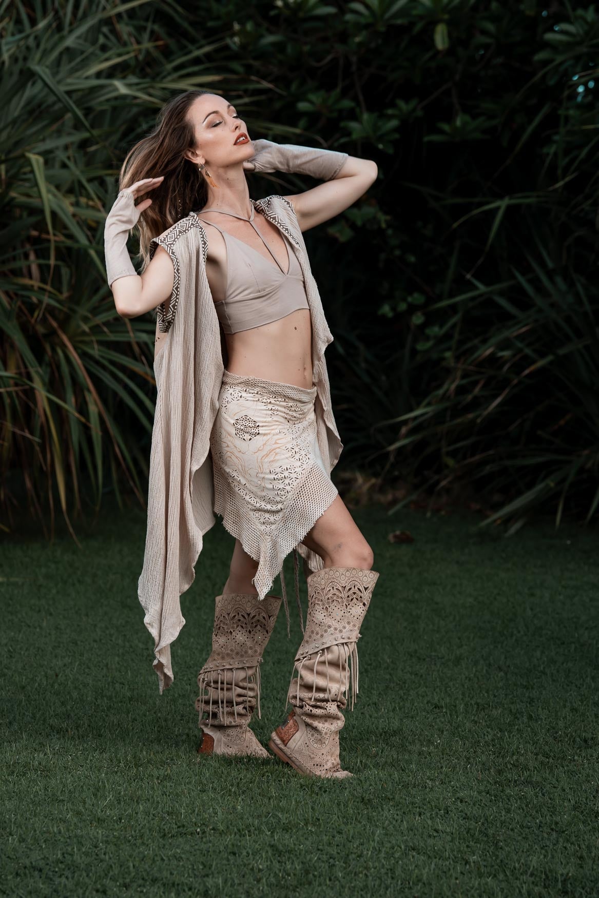 Bee Cosmic Laser Cut Vest (Beige)