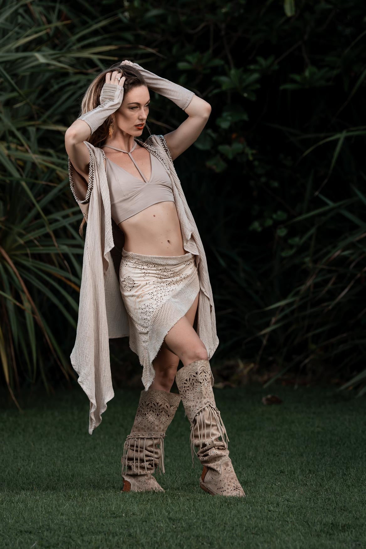 Bee Cosmic Laser Cut Vest (Beige)