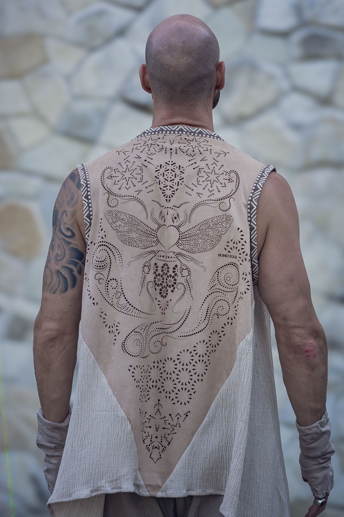 Bee Cosmic Laser Cut Vest (Beige)