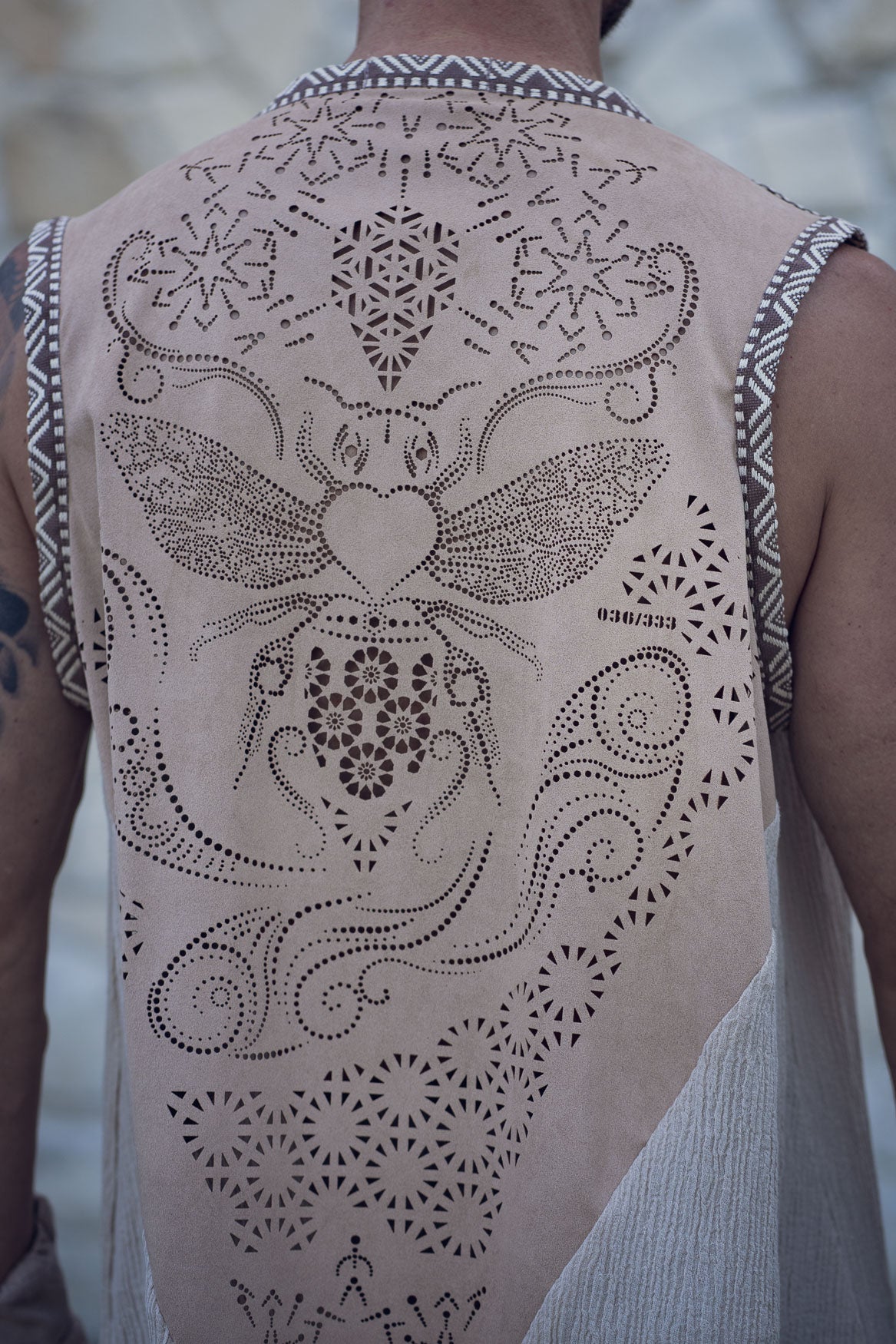 Bee Cosmic Laser Cut Vest (Beige)