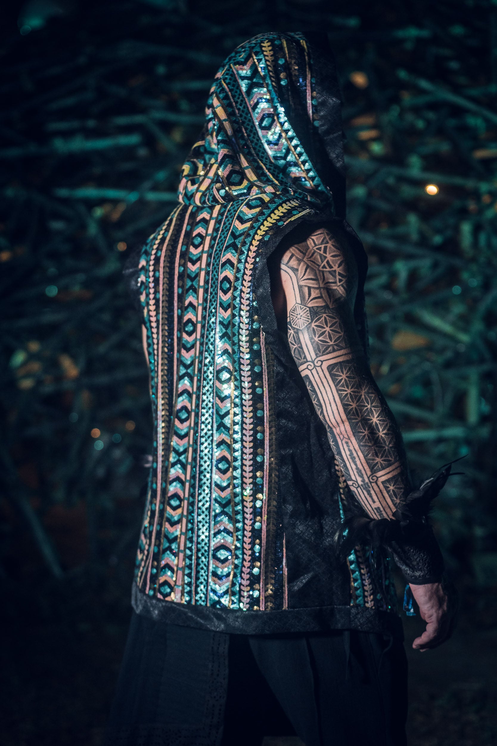Tribal Sequin Vest (Turquoise)