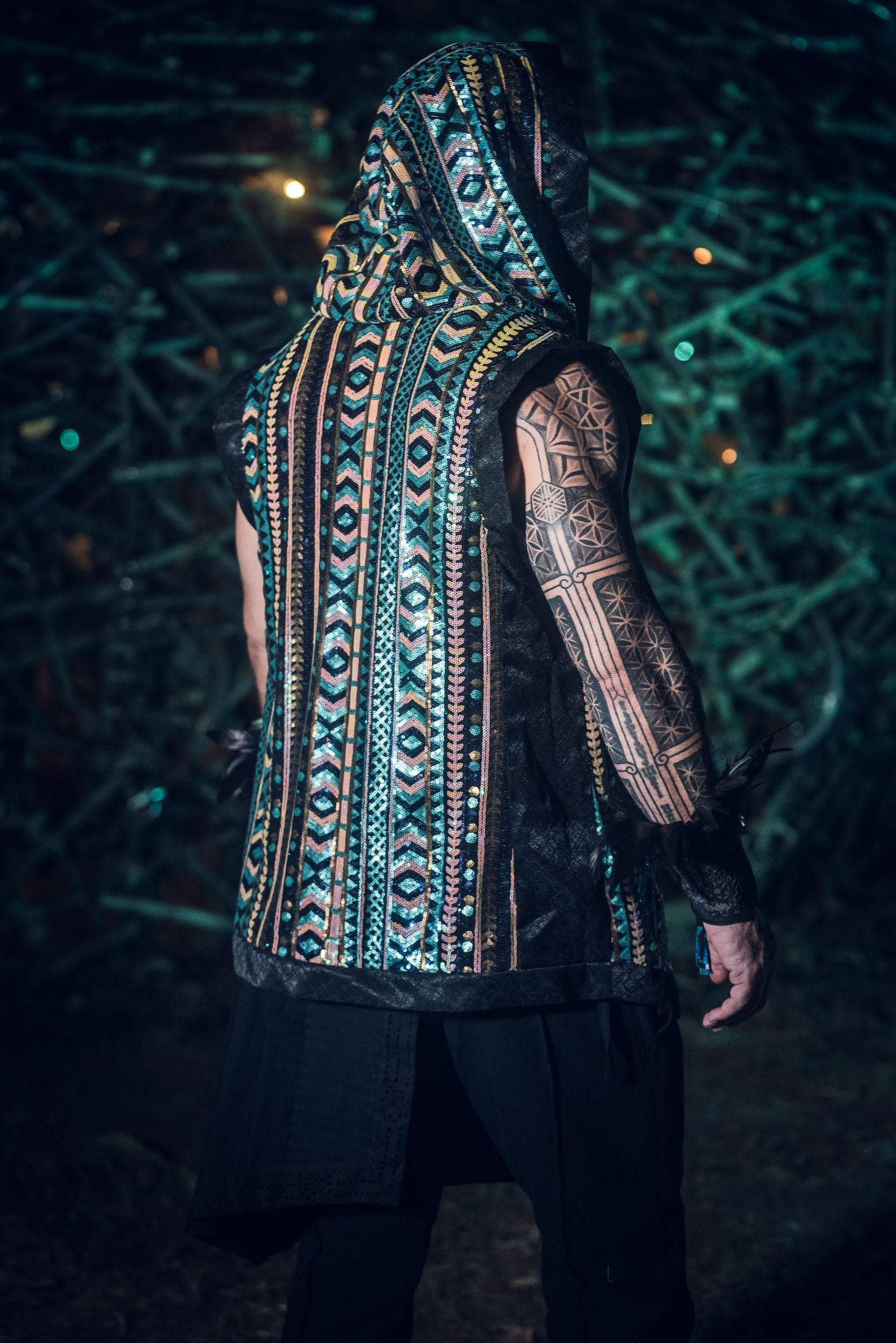 Tribal Sequin Vest (Turquoise)