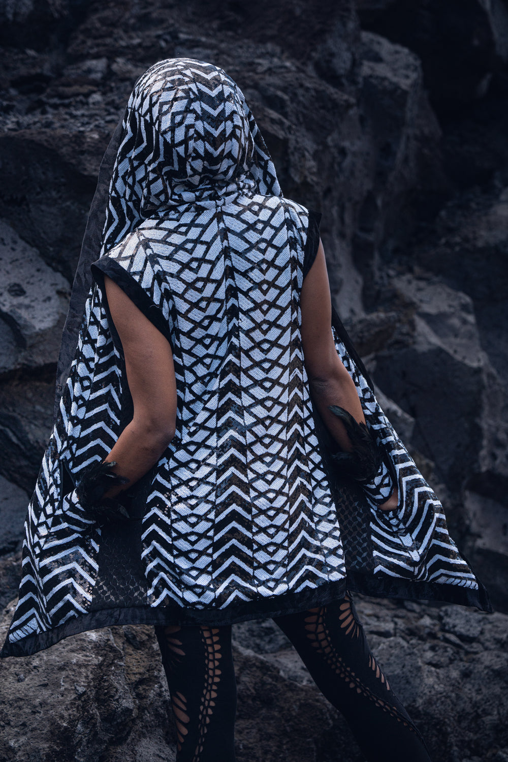 Tribal Warrior Sequin Vest (Turquoise/Gold/Black)