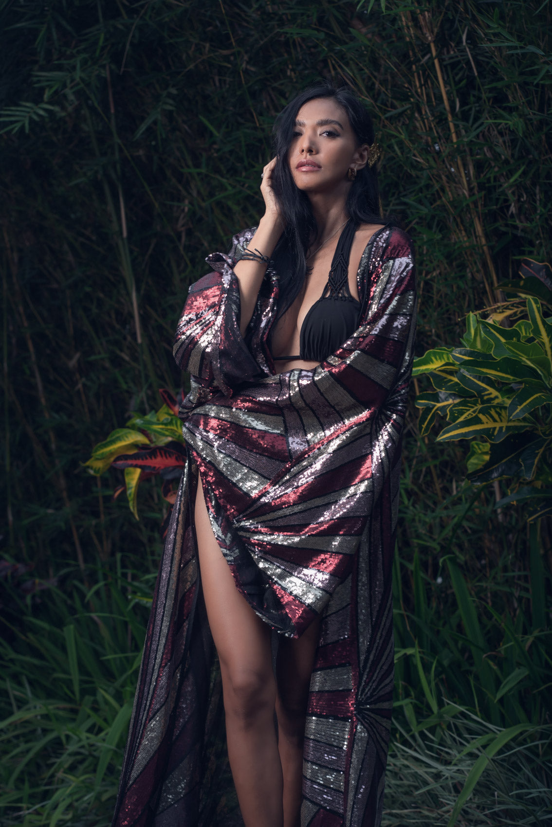 Solar Energy Sequin Kimono (Pink/Gold/Matte Red)