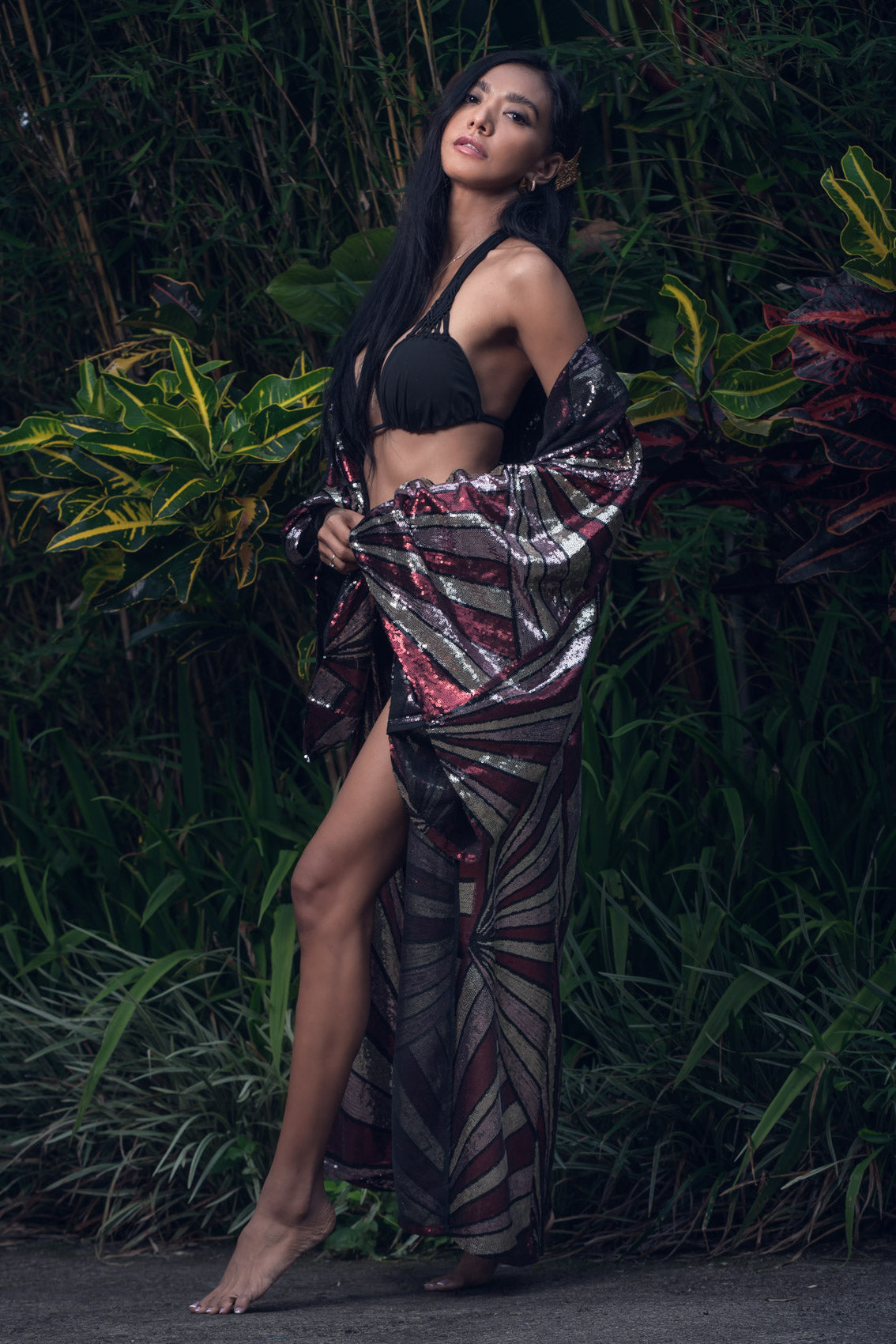 Solar Energy Sequin Kimono (Pink/Gold/Matte Red)