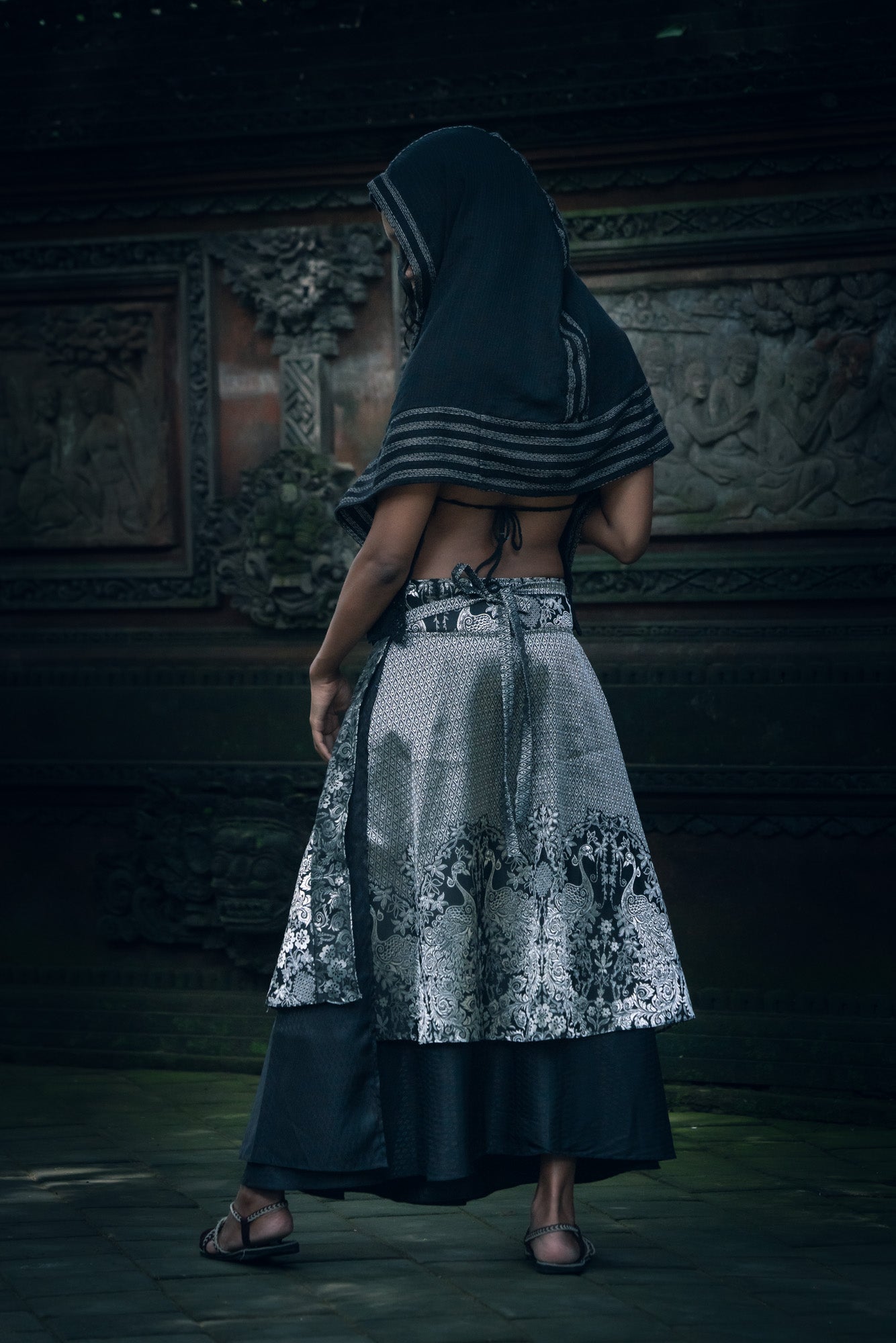Samurai Wrap Skirt (Black/Silver)