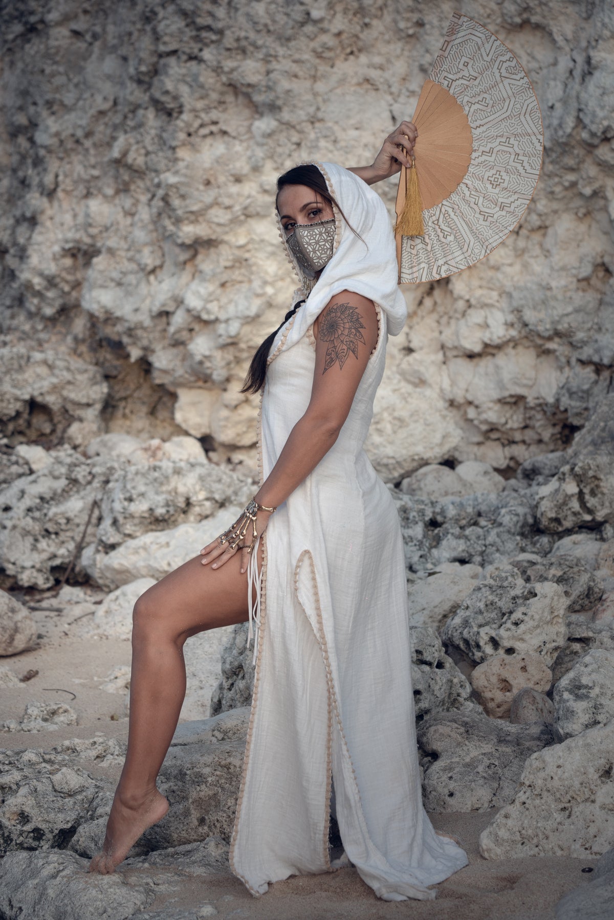 High Priestess Goddess Robe | White Cotton Ceremony Clothing