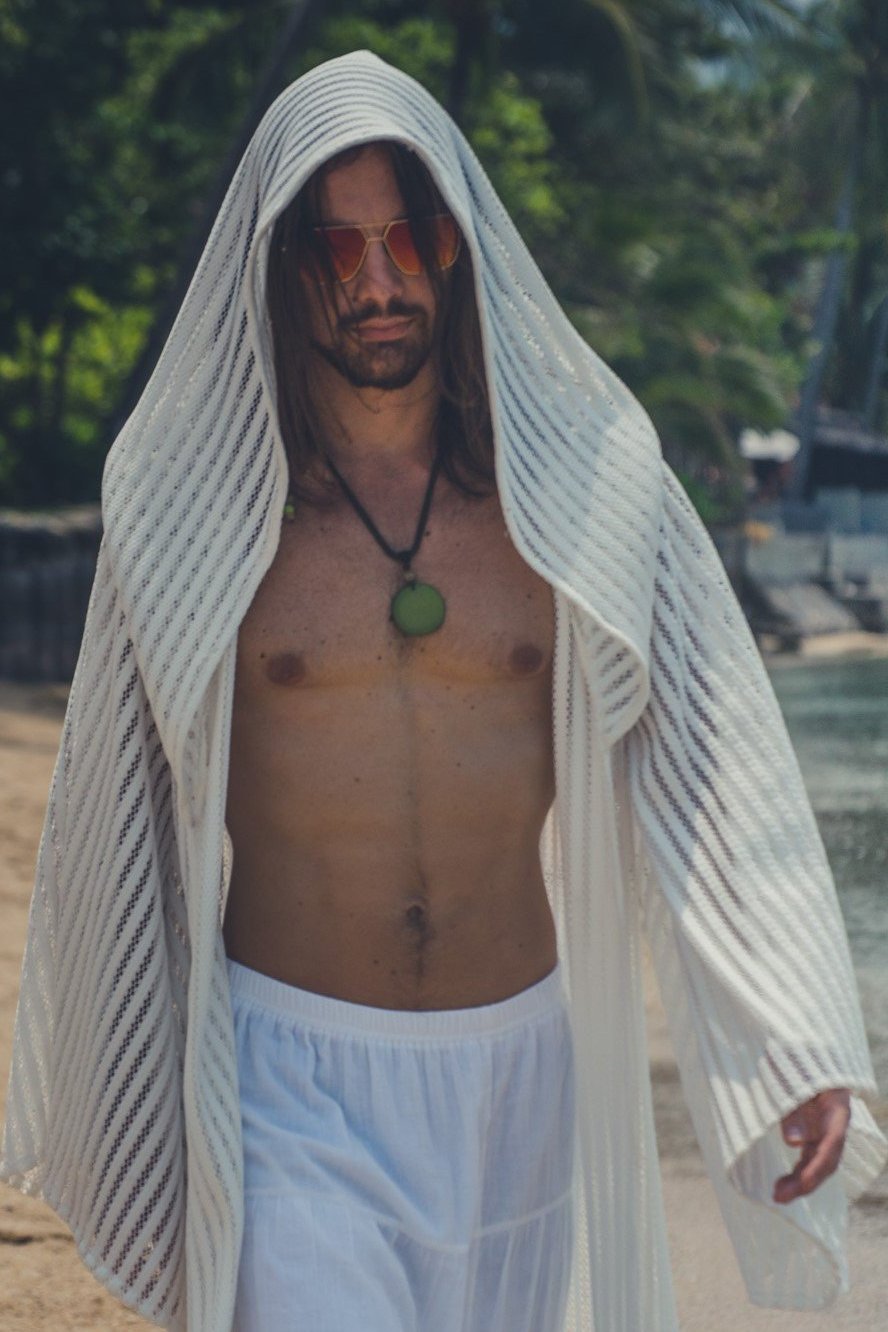 Men's Shaman Robe Intergalactic Druid Robe (White) | Shaman Ceremony Clothing